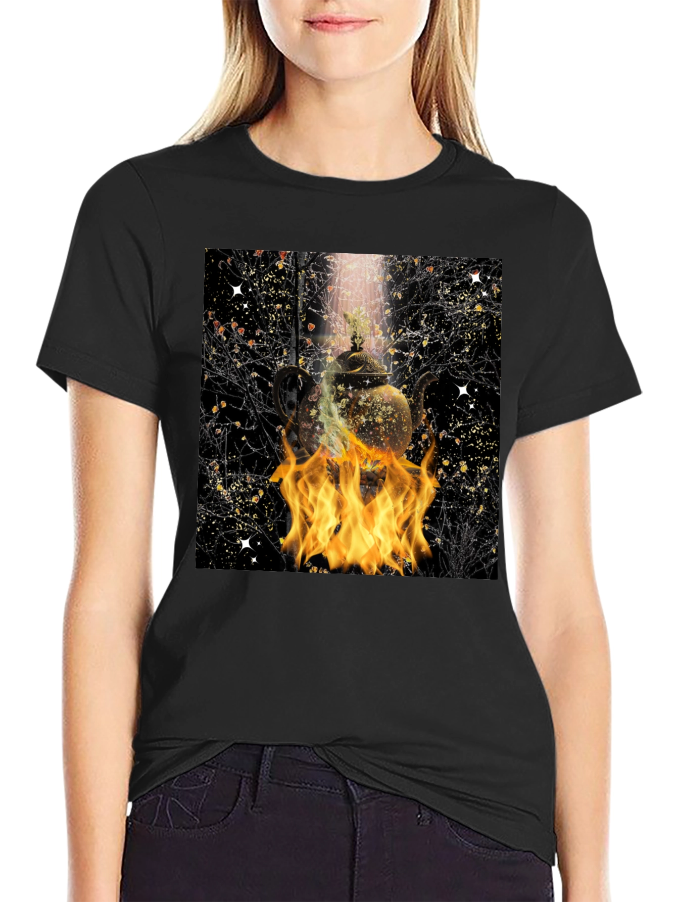 Fiery Teapot Graphic Tee - Unique Style