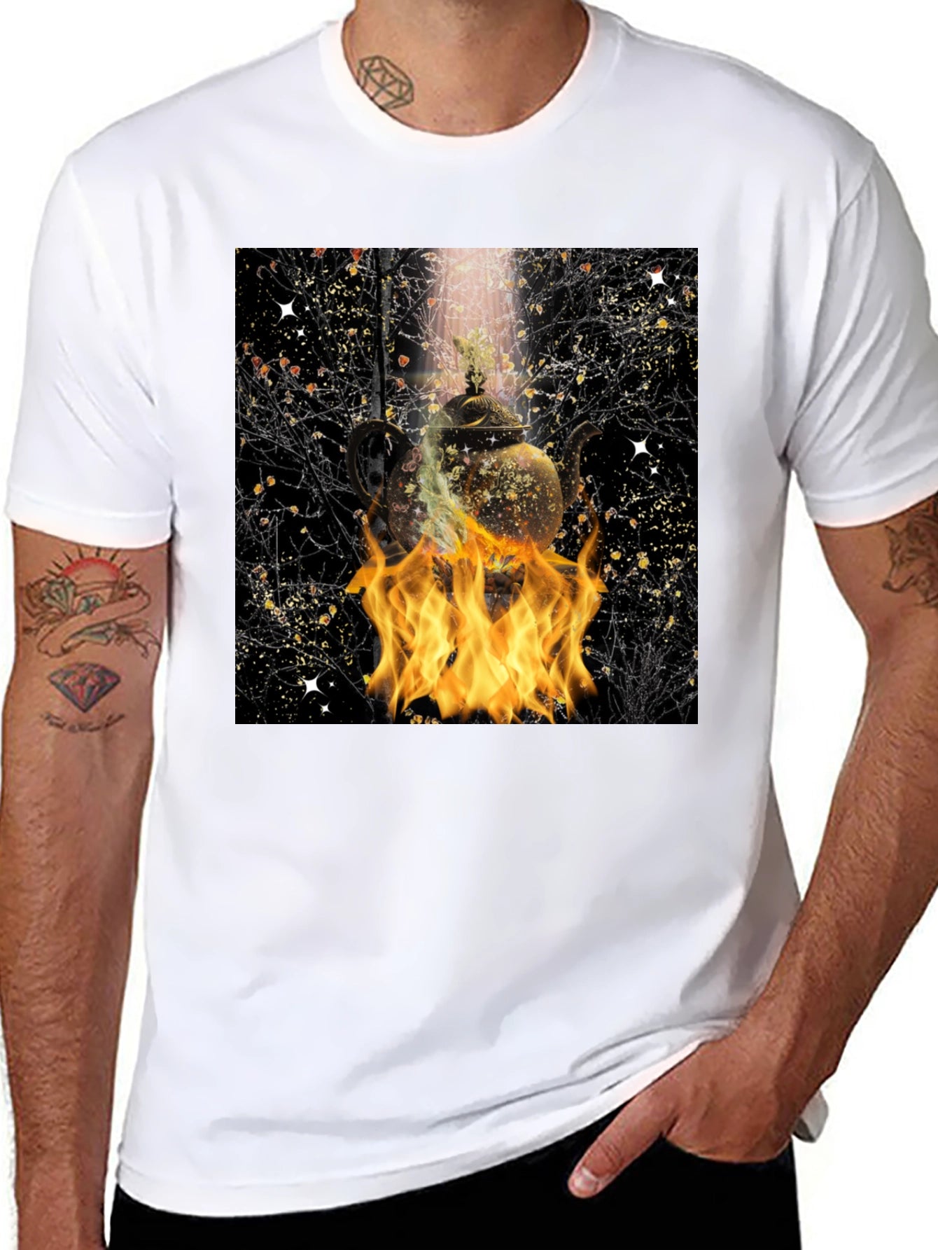 Fiery Teapot Graphic Tee - Unique Style