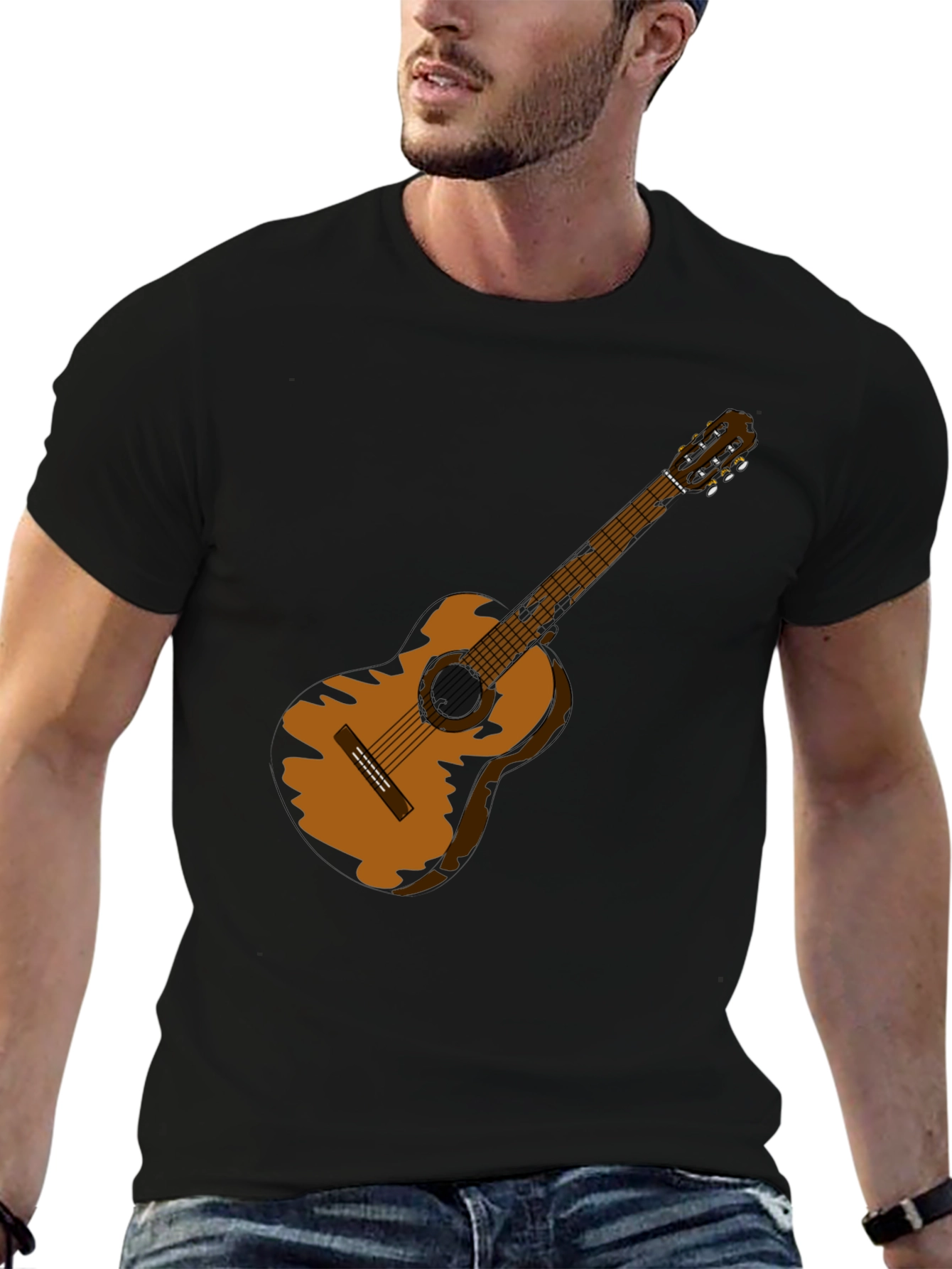 Guitar Graphic Black T-Shirt