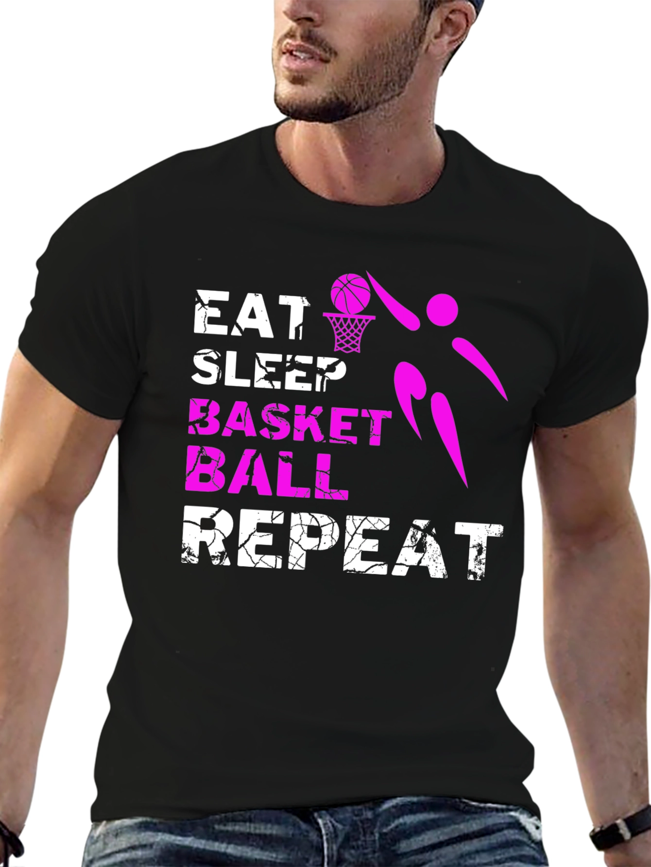 Eat Sleep Basketball Repeat Graphic T-Shirt