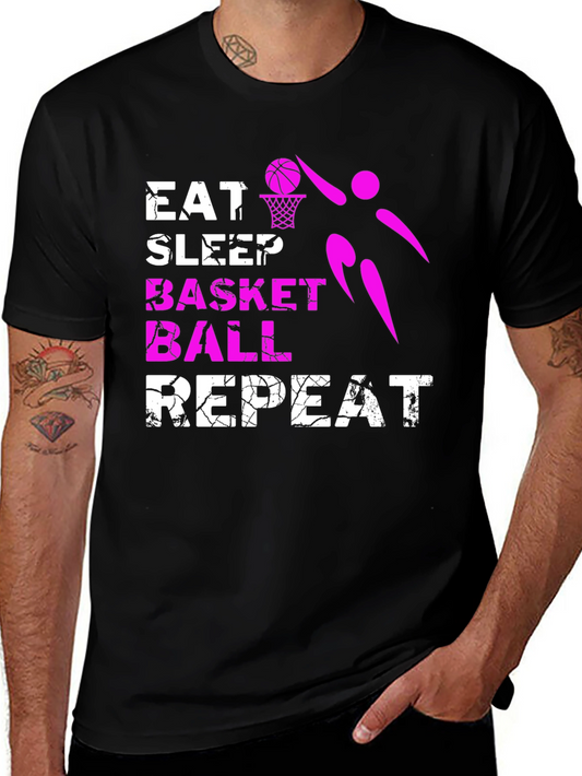 Eat Sleep Basketball Repeat Graphic T-Shirt