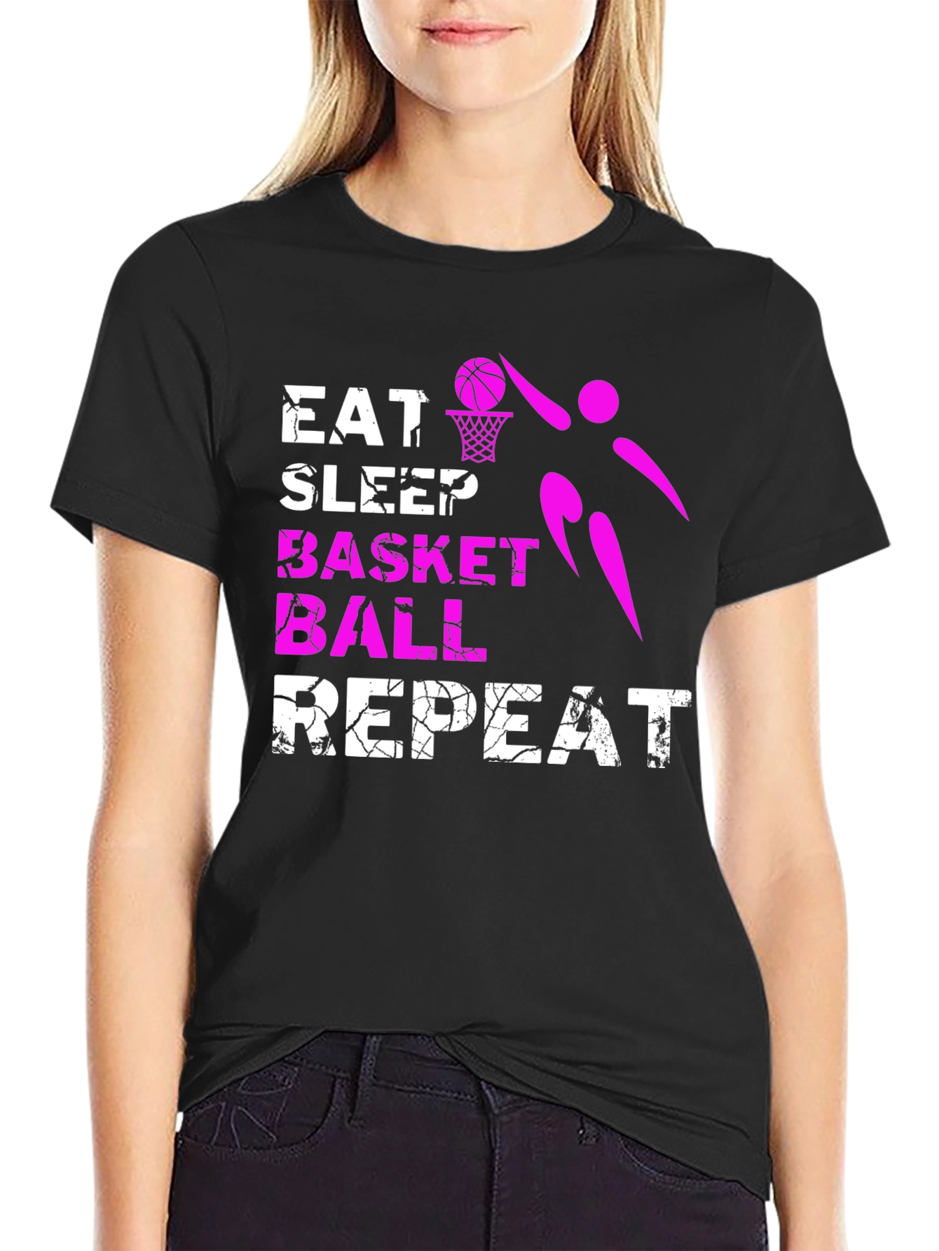 Eat Sleep Basketball Repeat Graphic T-Shirt