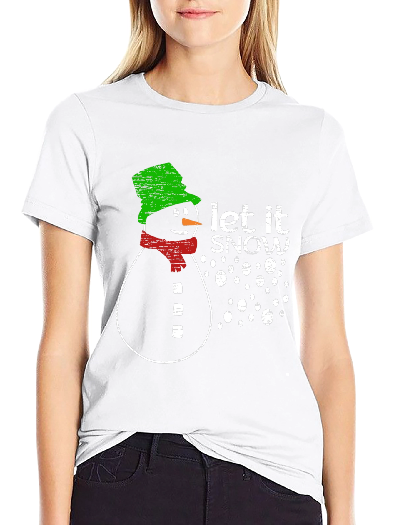 Snowman Let It Snow Graphic Print T-Shirt