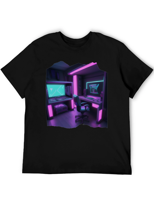 Gamer Room T-Shirt: Neon Cyberpunk Style