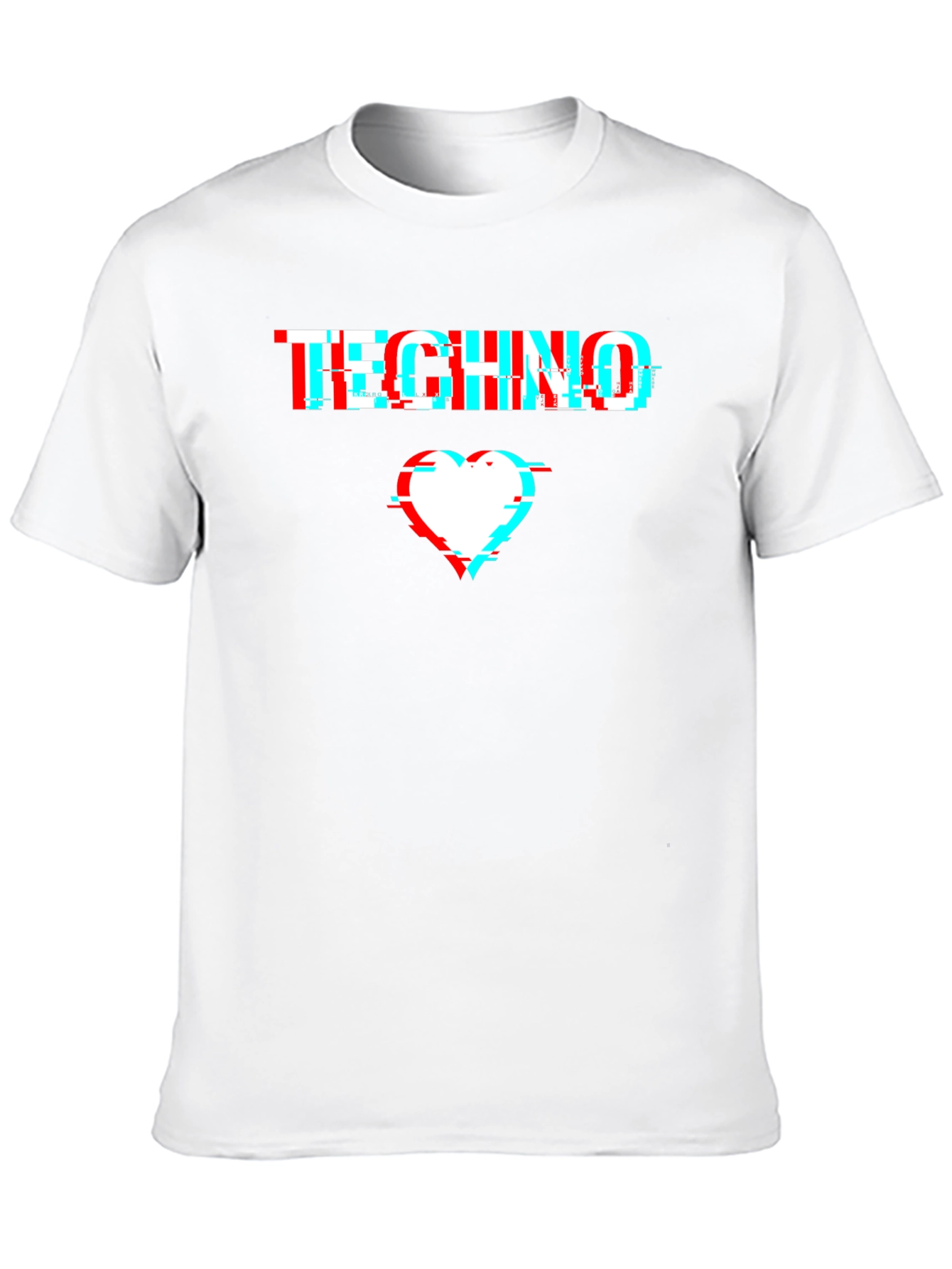 Techno Glitch Heart T-Shirt - Black