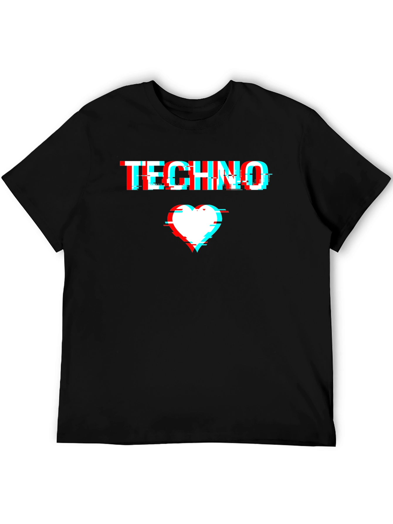 Techno Glitch Heart T-Shirt - Black