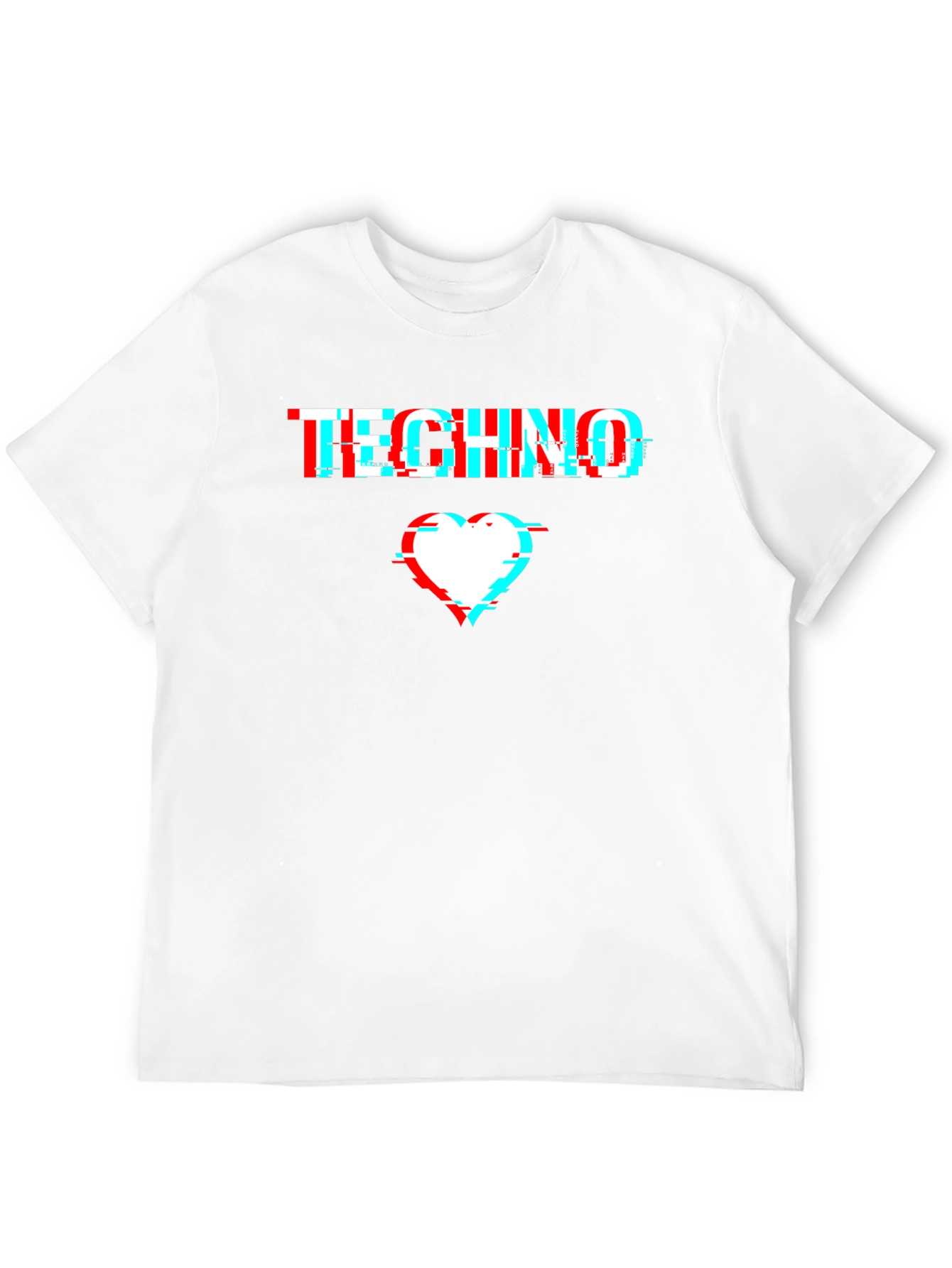Techno Glitch Heart T-Shirt - Black