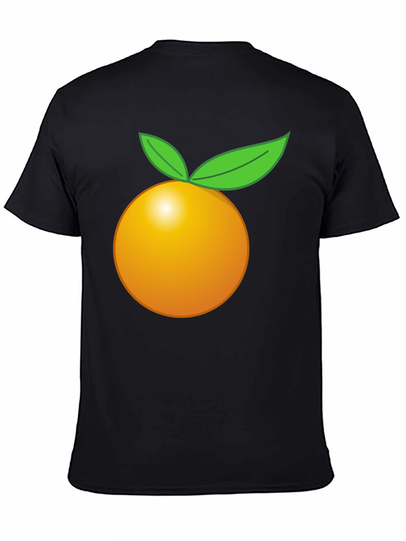 Orange Fruit Graphic Black T-Shirt