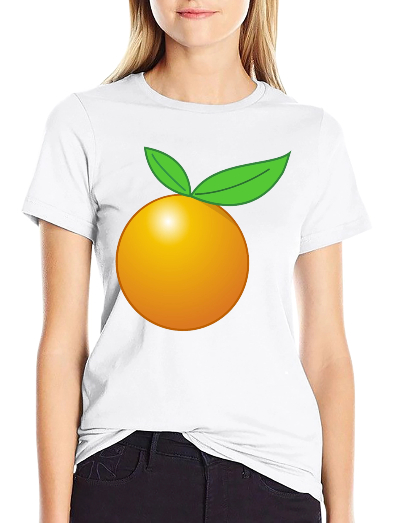 Orange Fruit Graphic Black T-Shirt