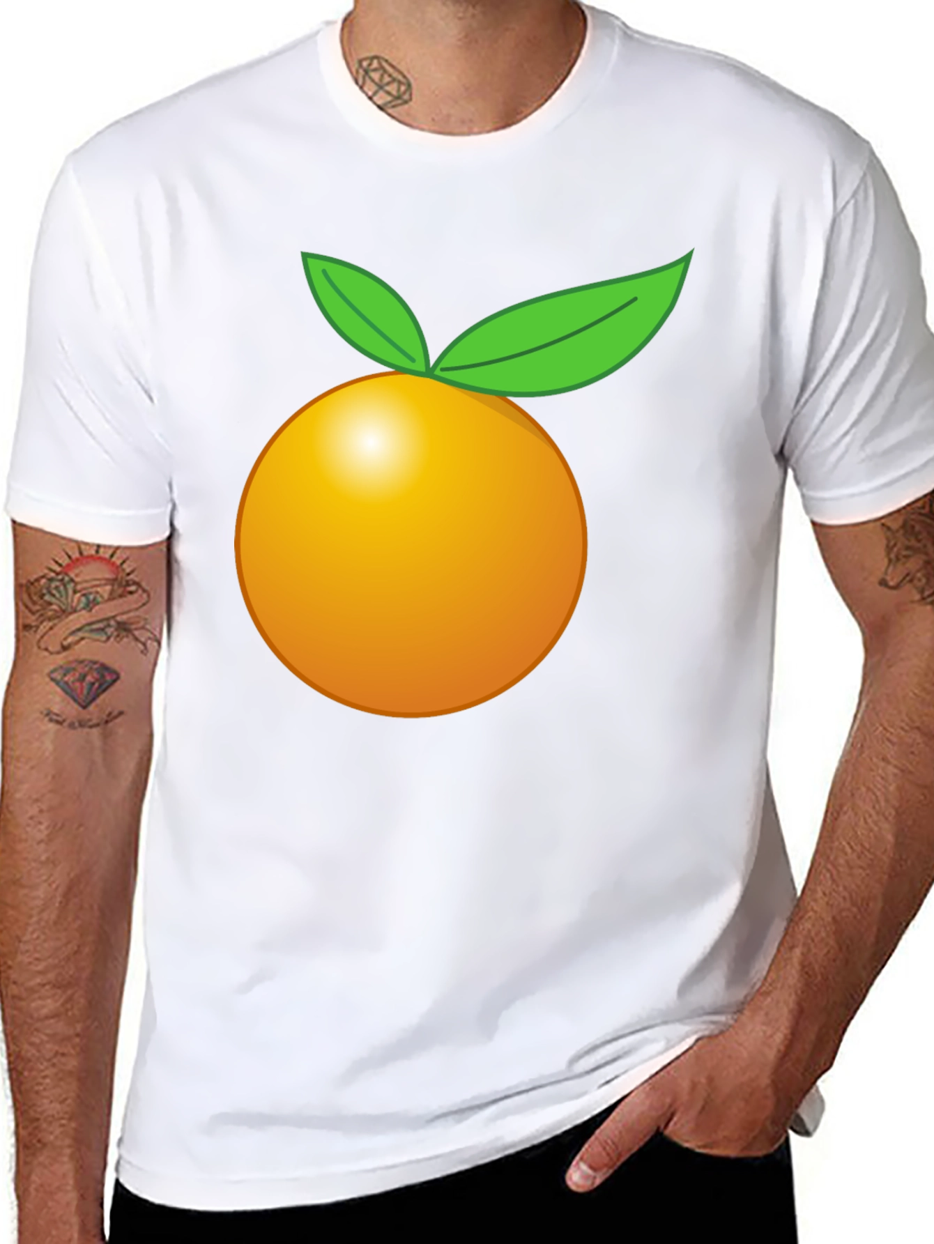 Orange Fruit Graphic Black T-Shirt