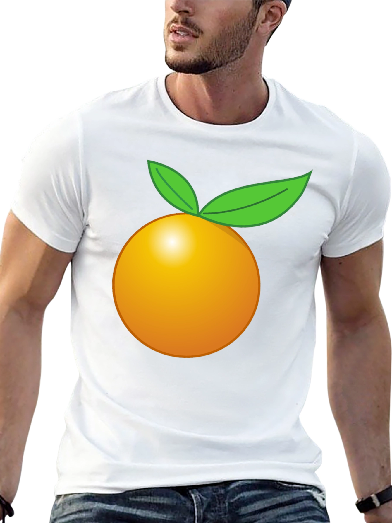 Orange Fruit Graphic Black T-Shirt