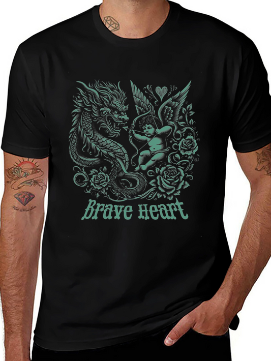 Dragon & Cupid Graphic T-Shirt - Brave Heart