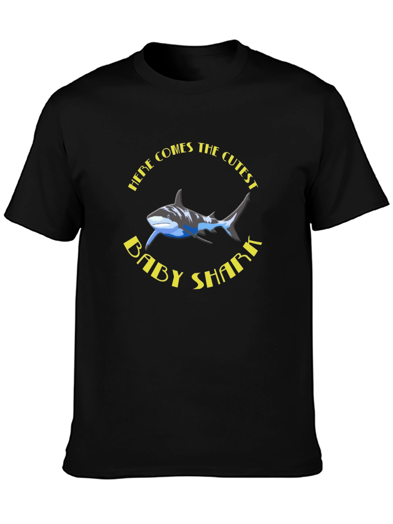 Cute Baby Shark Graphic Black T-Shirt