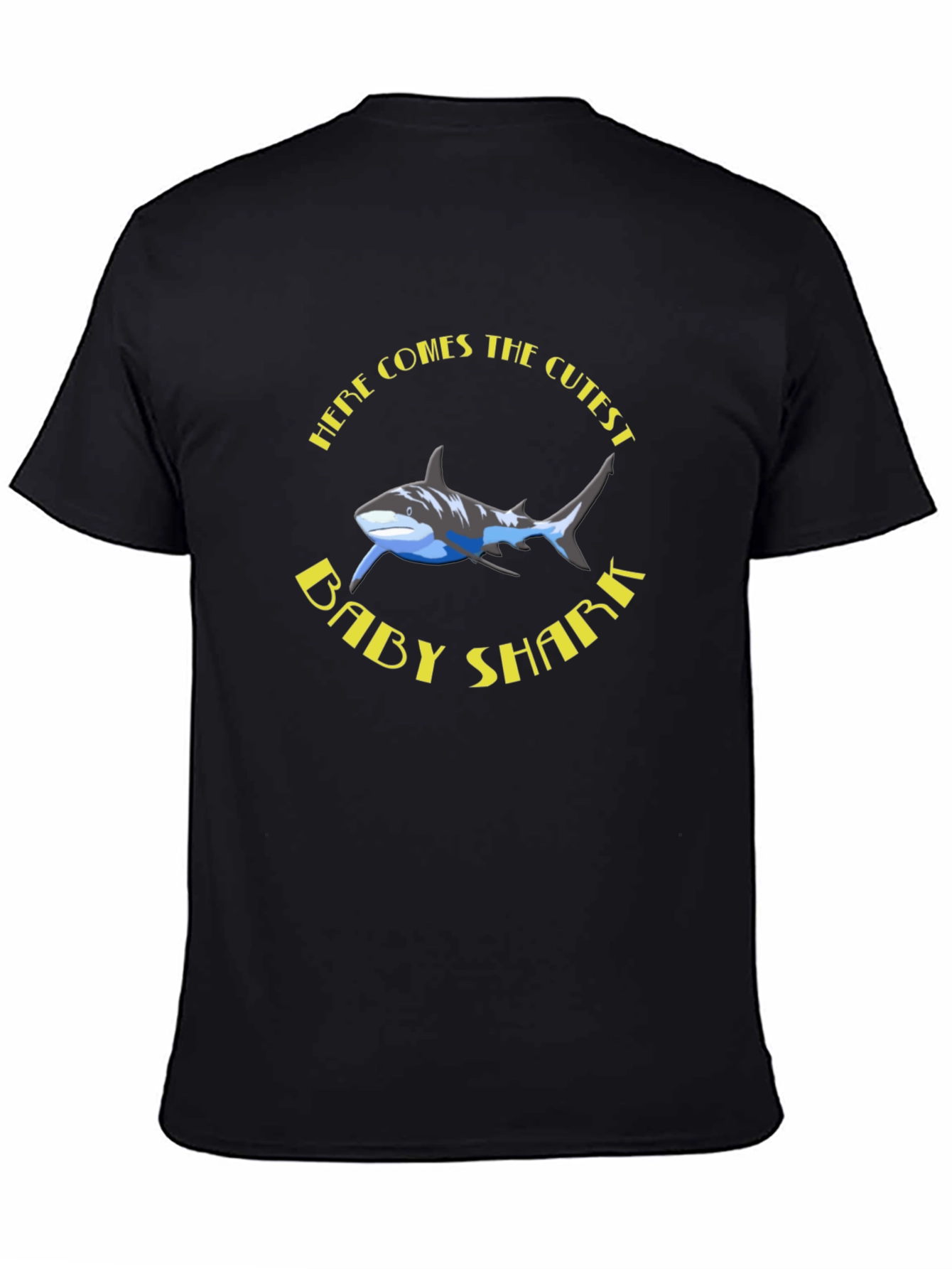 Cute Baby Shark Graphic Black T-Shirt