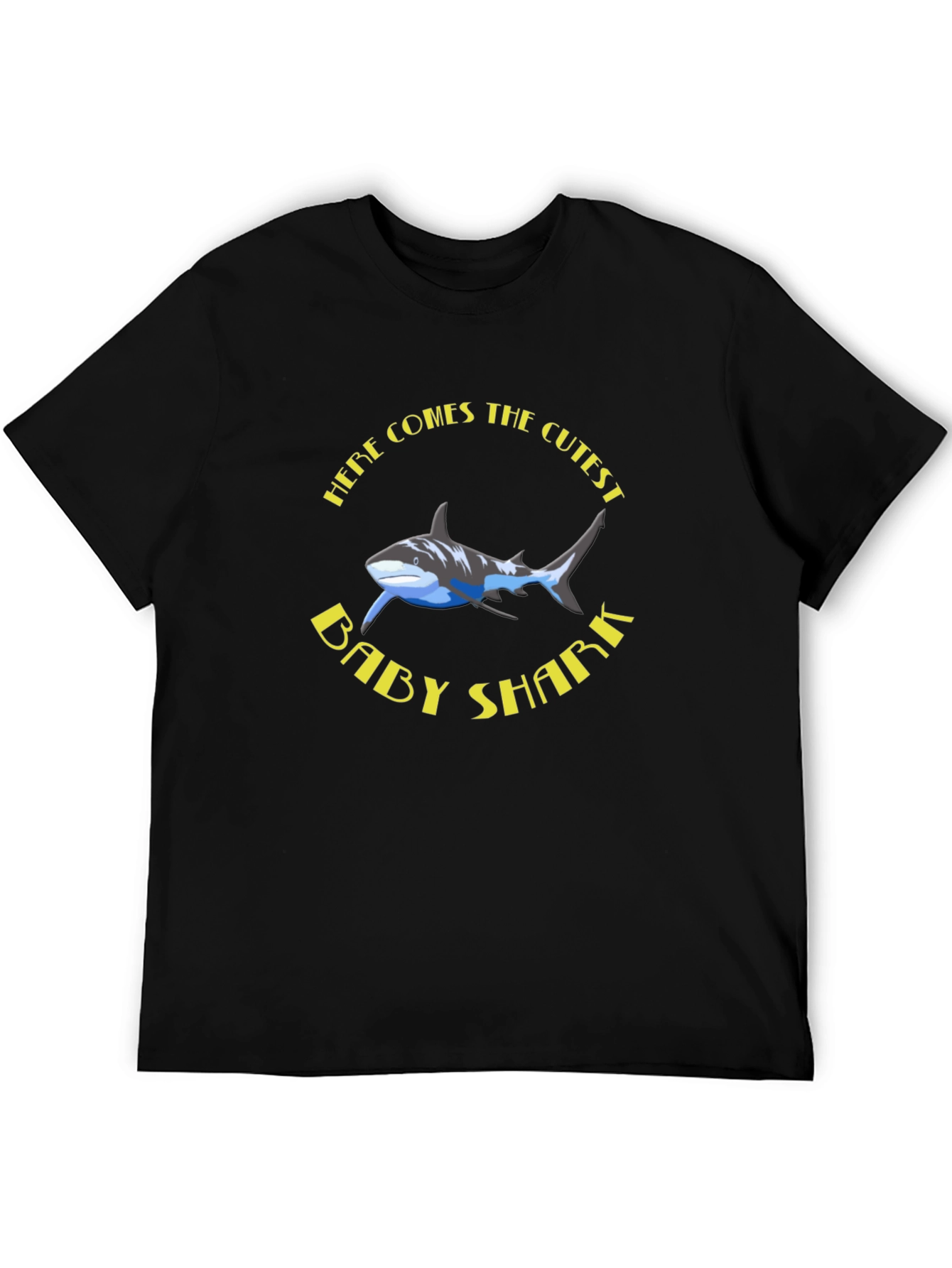 Cute Baby Shark Graphic Black T-Shirt