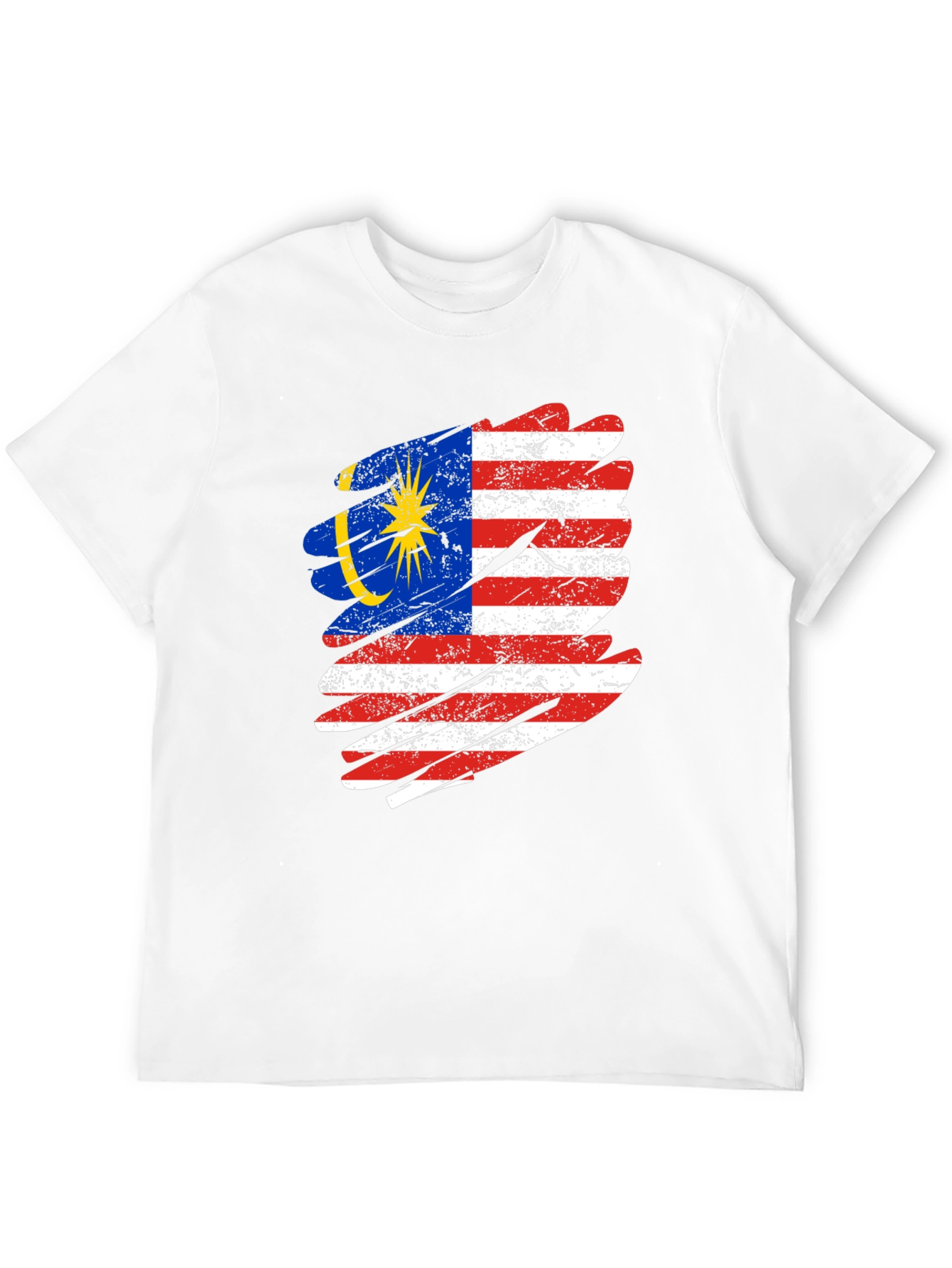 Malaysian Flag Distressed Graphic T-Shirt