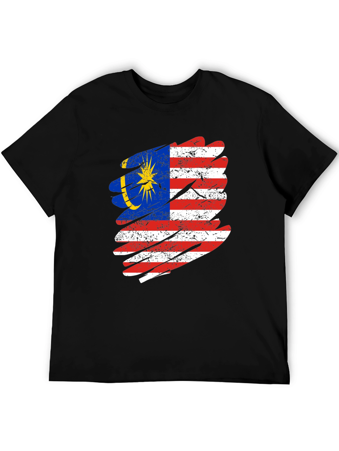 Malaysian Flag Distressed Graphic T-Shirt