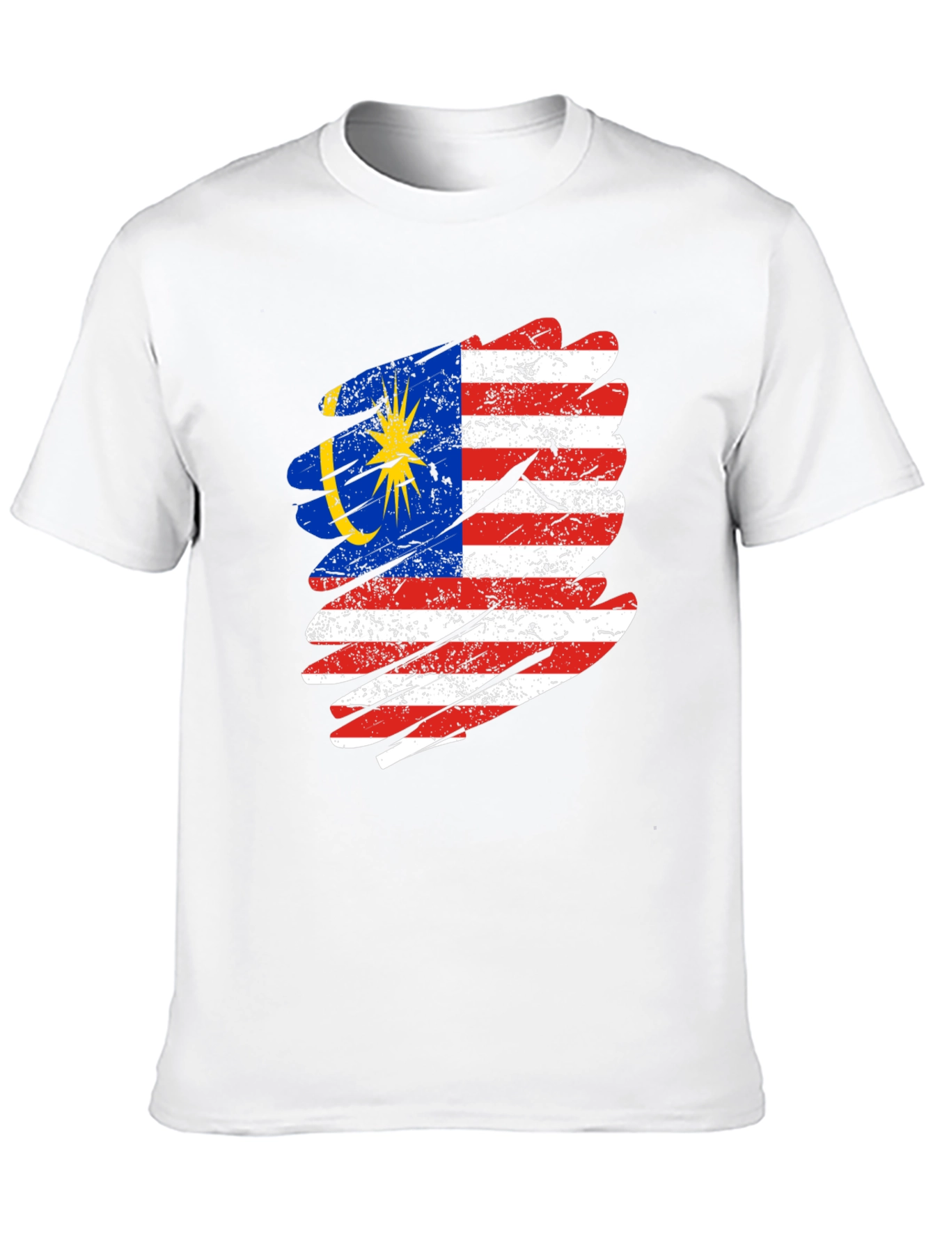 Malaysian Flag Distressed Graphic T-Shirt