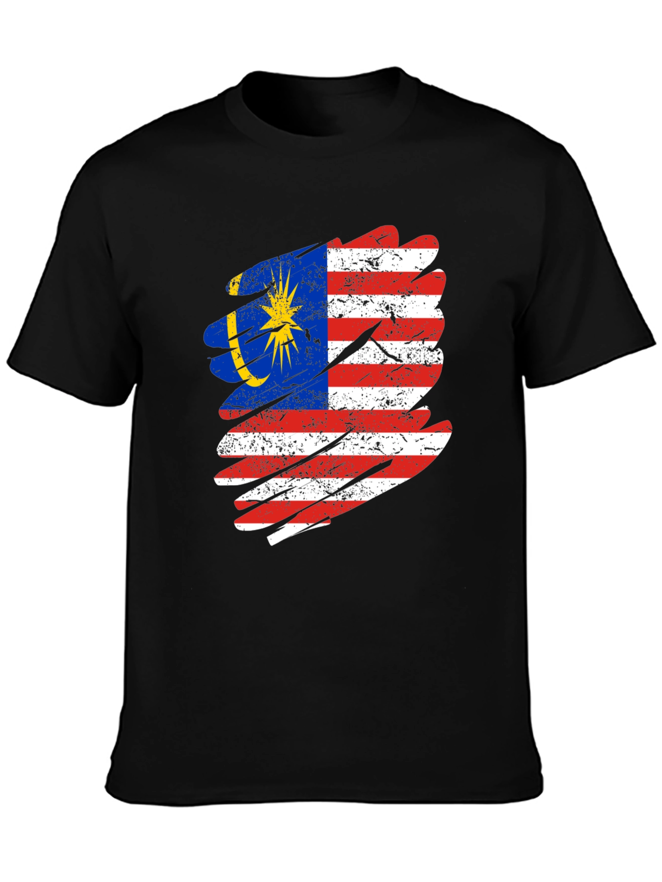 Malaysian Flag Distressed Graphic T-Shirt