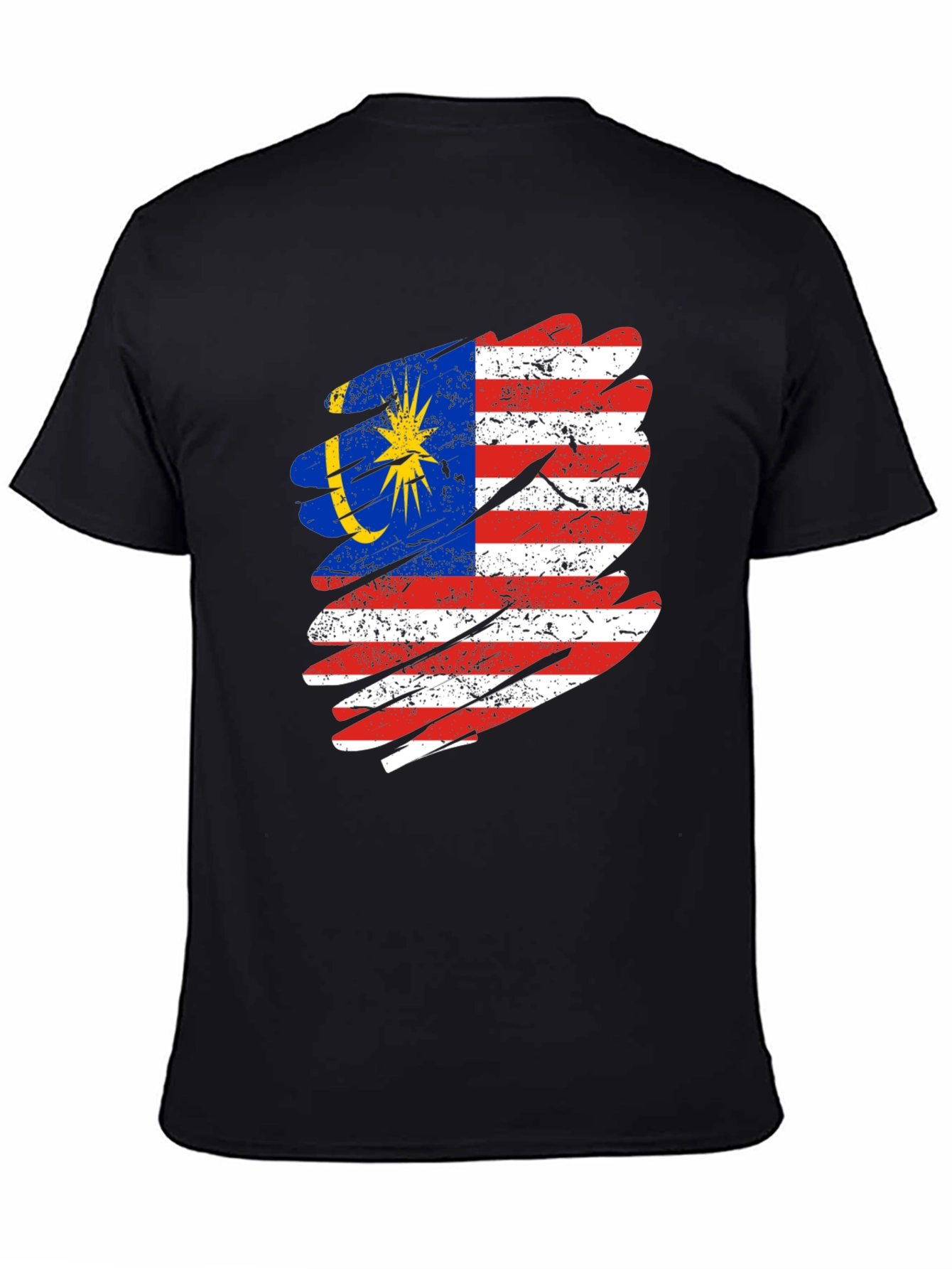 Malaysian Flag Distressed Graphic T-Shirt