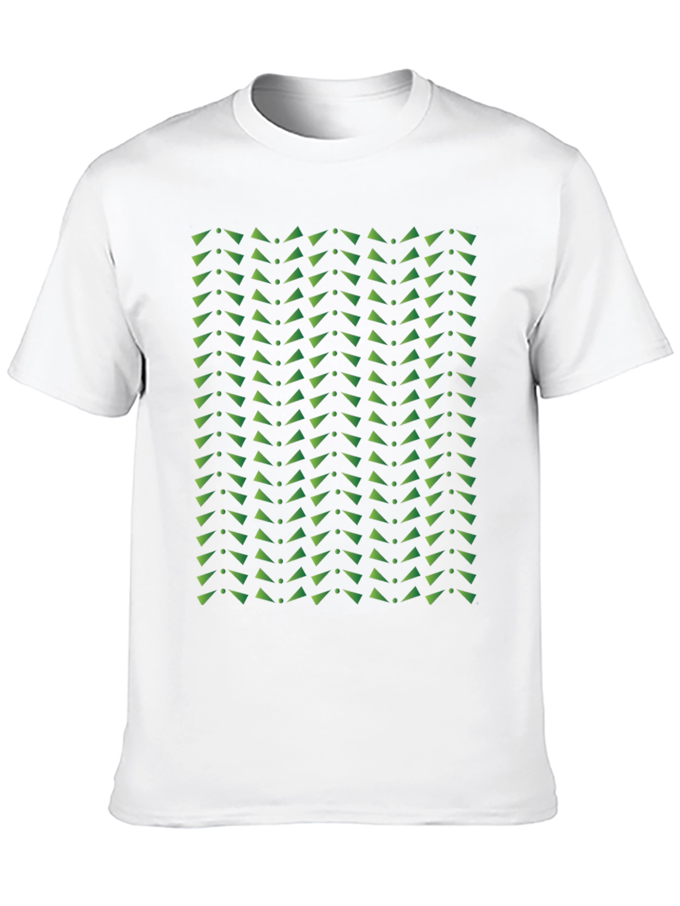 Geometric Green Triangle Pattern Black T-Shirt
