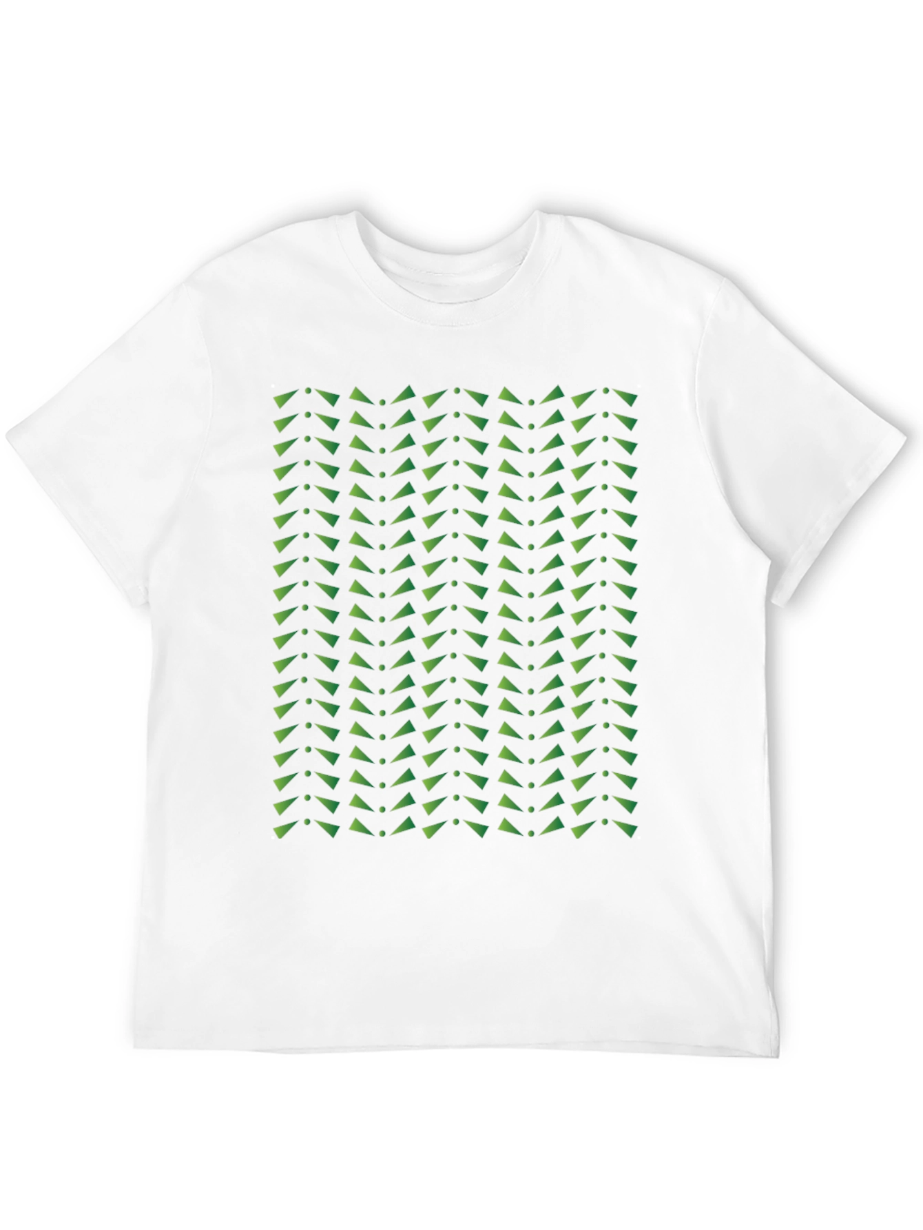Geometric Green Triangle Pattern Black T-Shirt