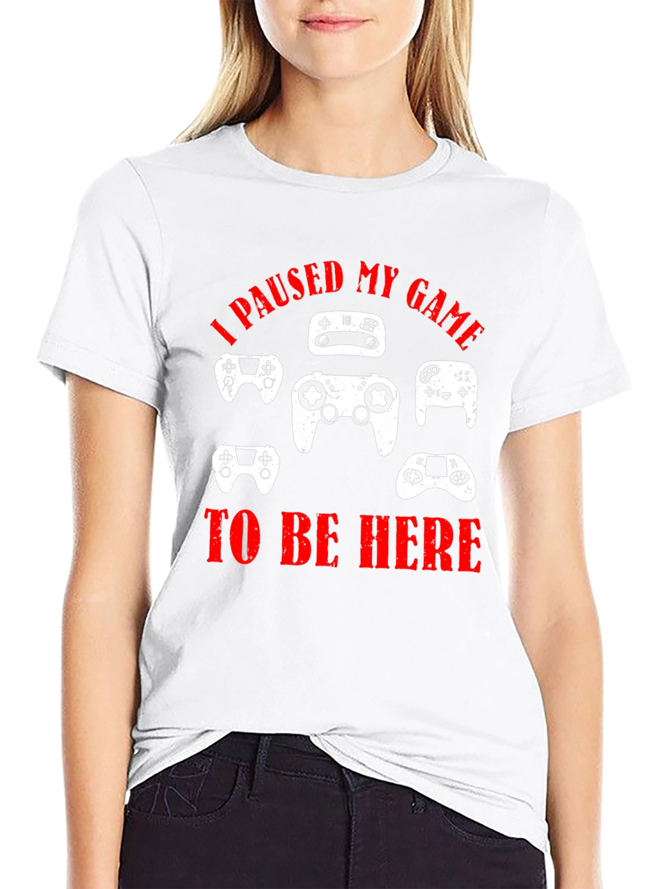 I Paused My Game to Be Here Black T-Shirt