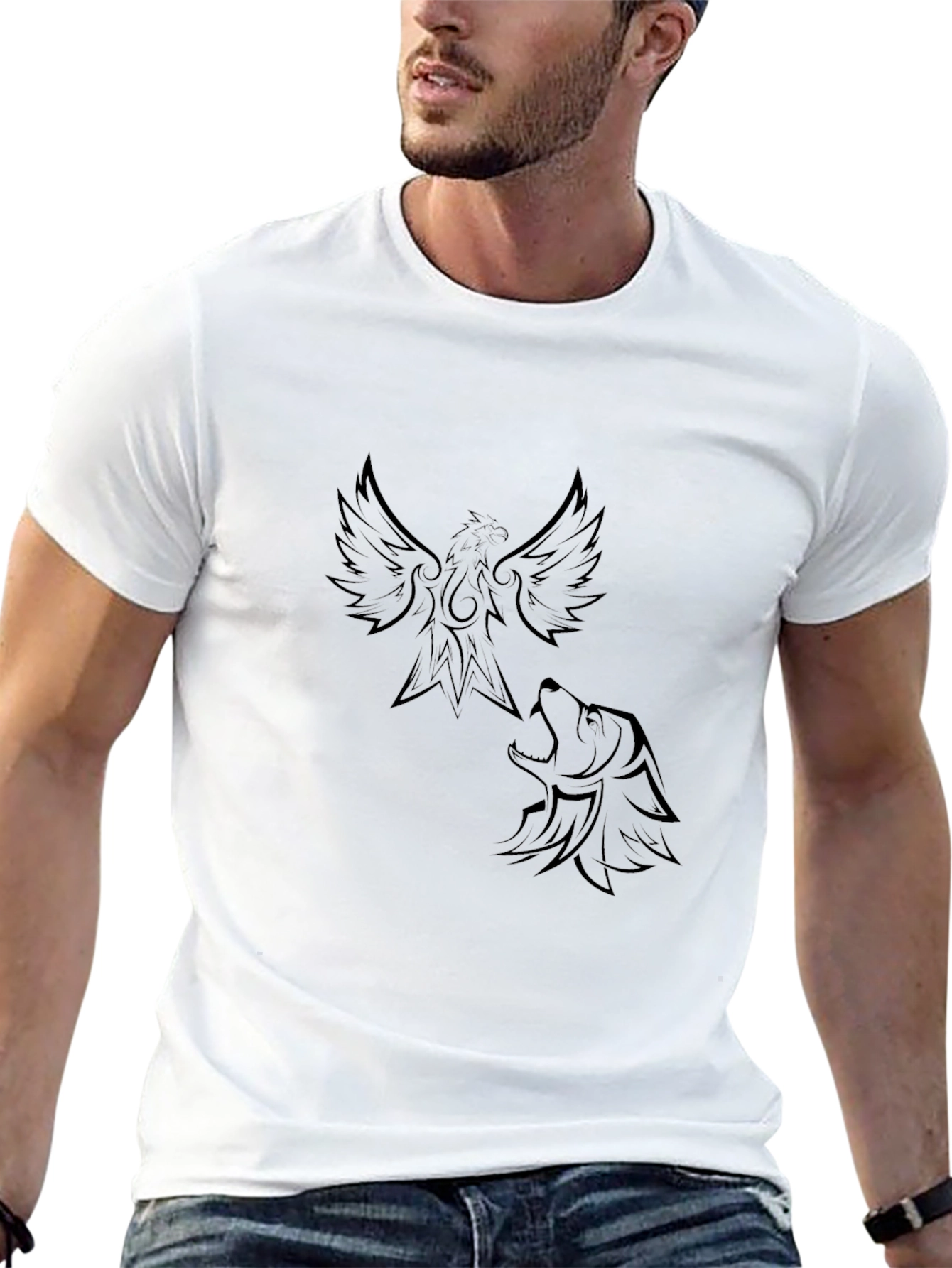 Phoenix & Wolf Graphic Black T-Shirt