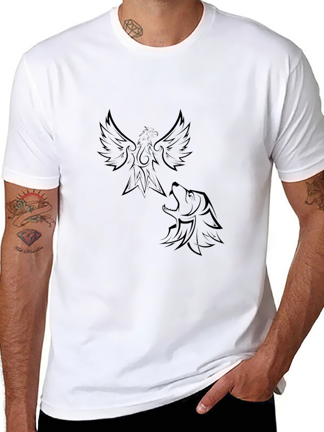 Phoenix & Wolf Graphic Black T-Shirt