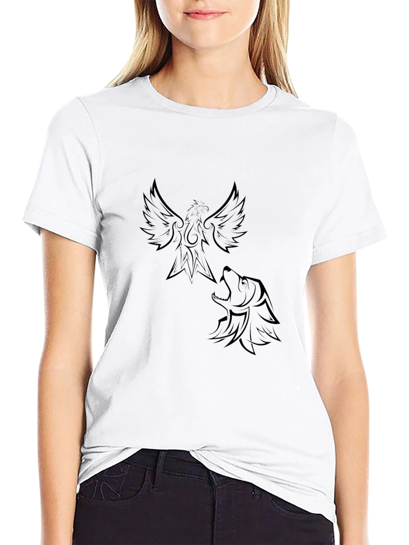 Phoenix & Wolf Graphic Black T-Shirt