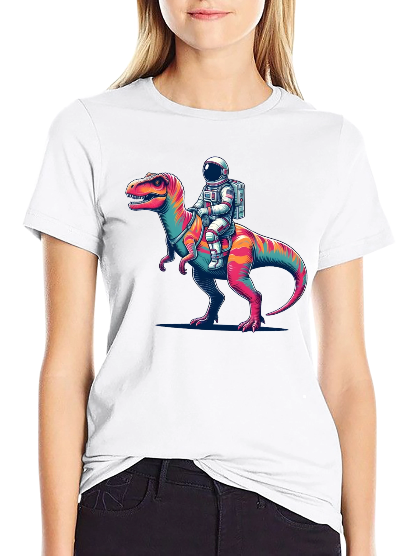 Astronaut Riding Dinosaur Graphic Tee