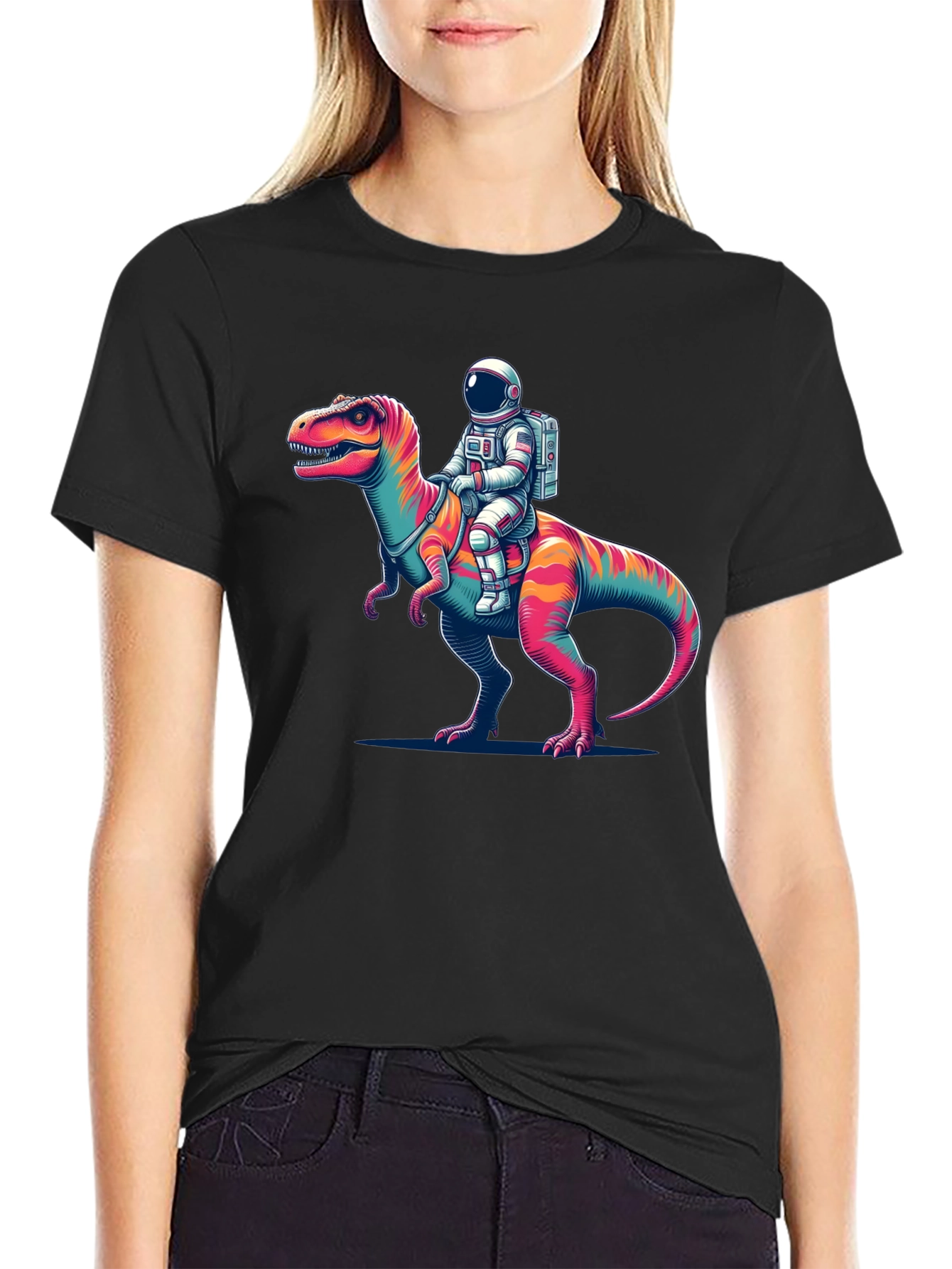 Astronaut Riding Dinosaur Graphic Tee