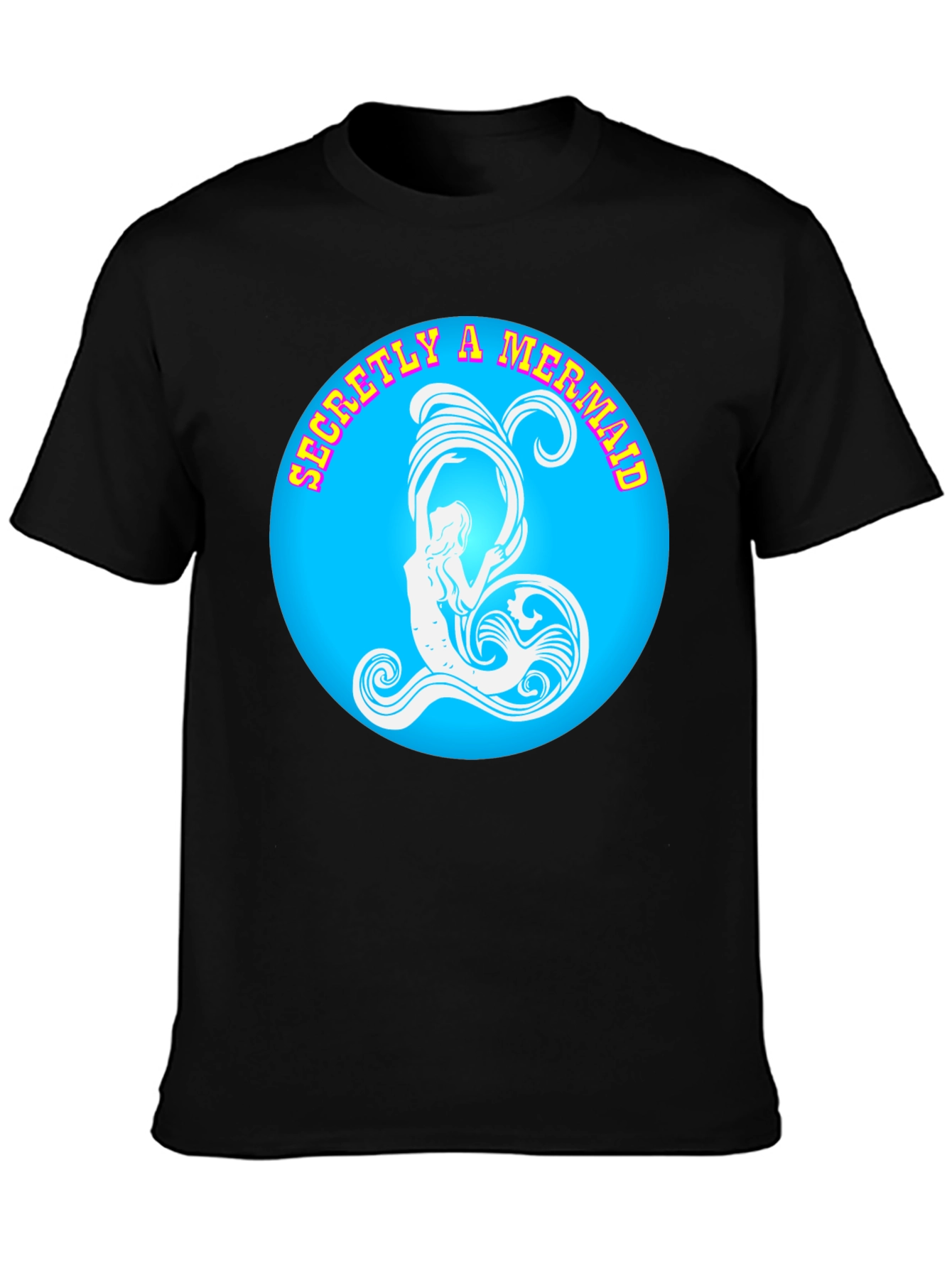 Secretly A Mermaid Graphic Tee - Black Cotton T-Shirt