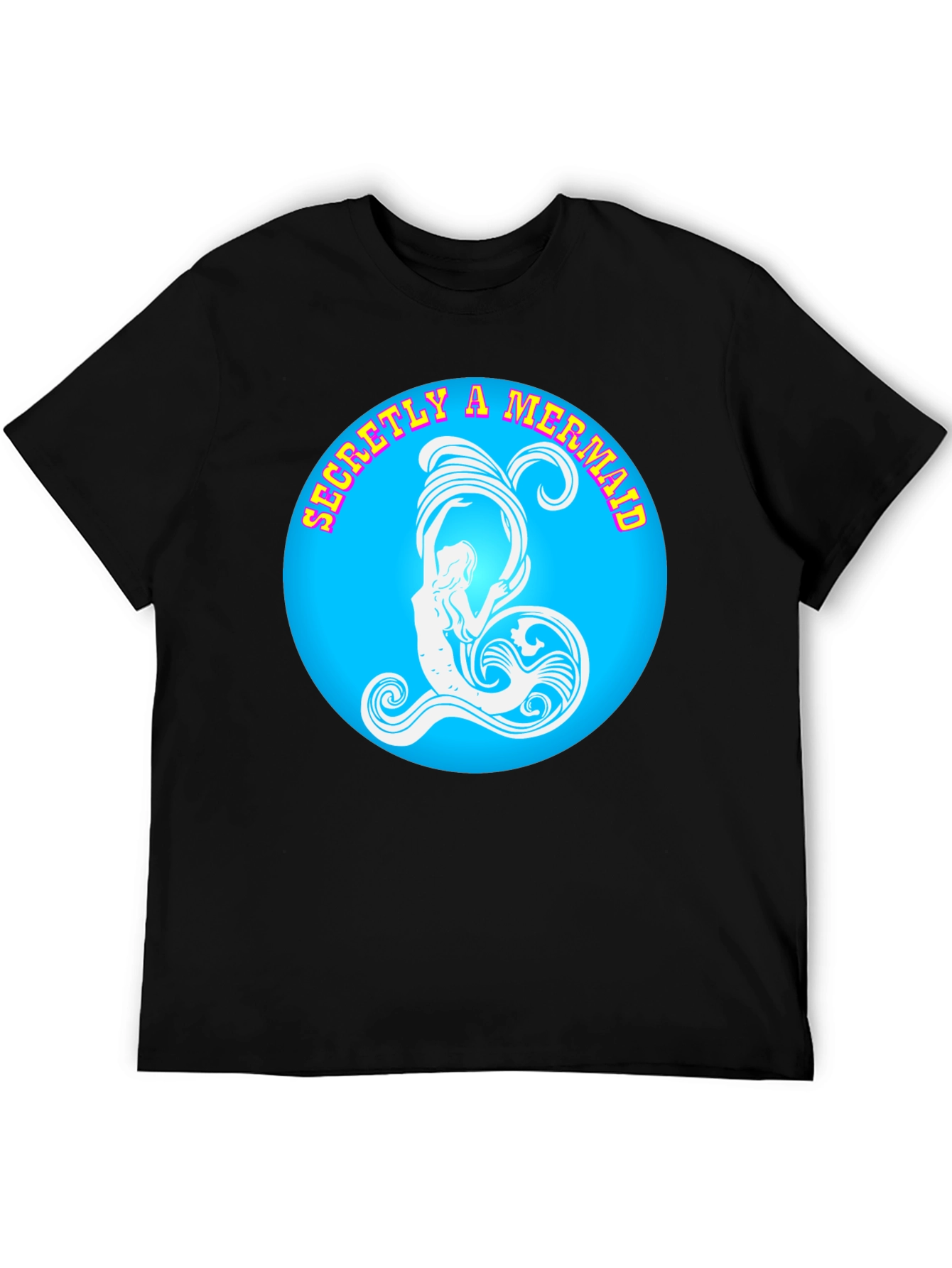 Secretly A Mermaid Graphic Tee - Black Cotton T-Shirt