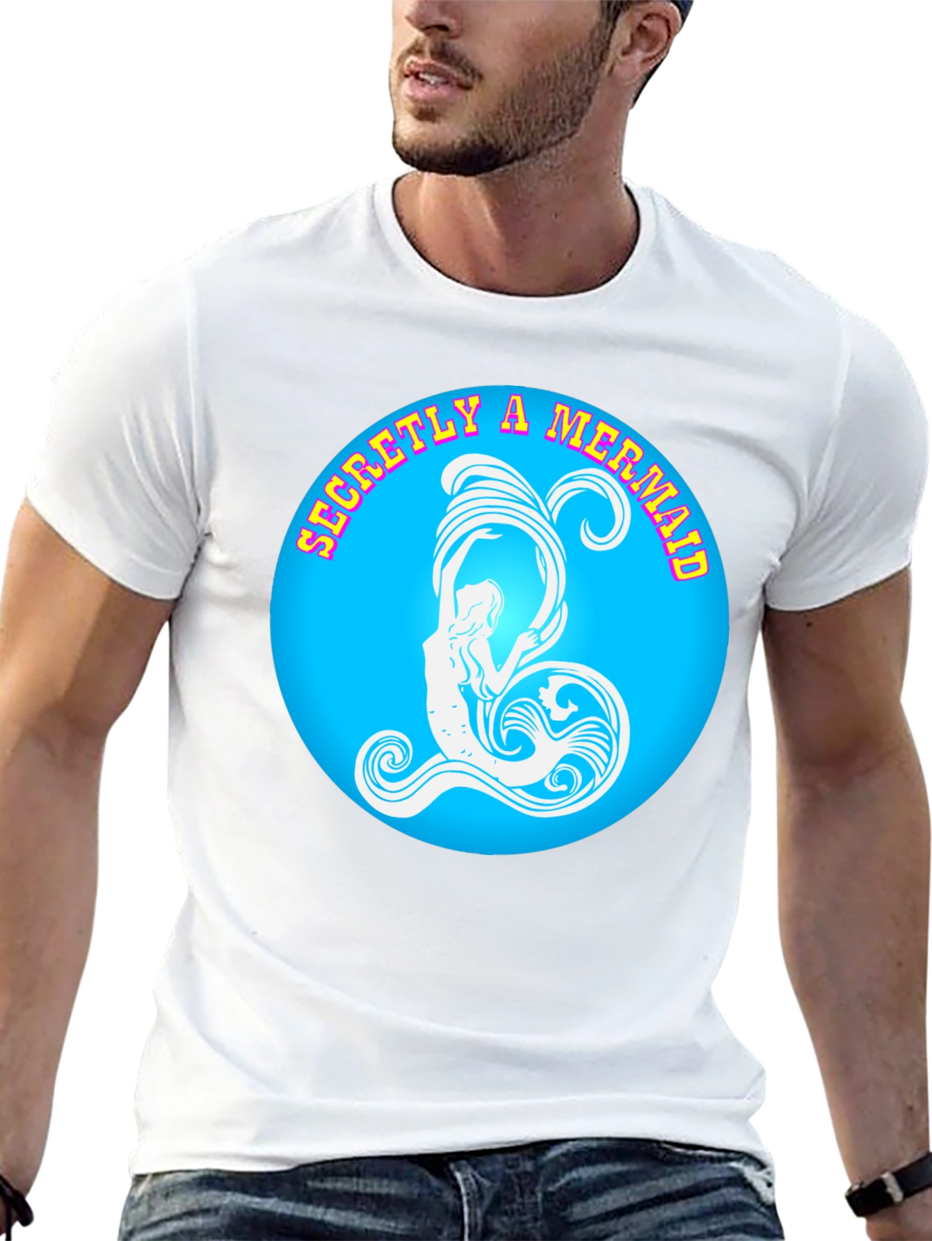 Secretly A Mermaid Graphic Tee - Black Cotton T-Shirt