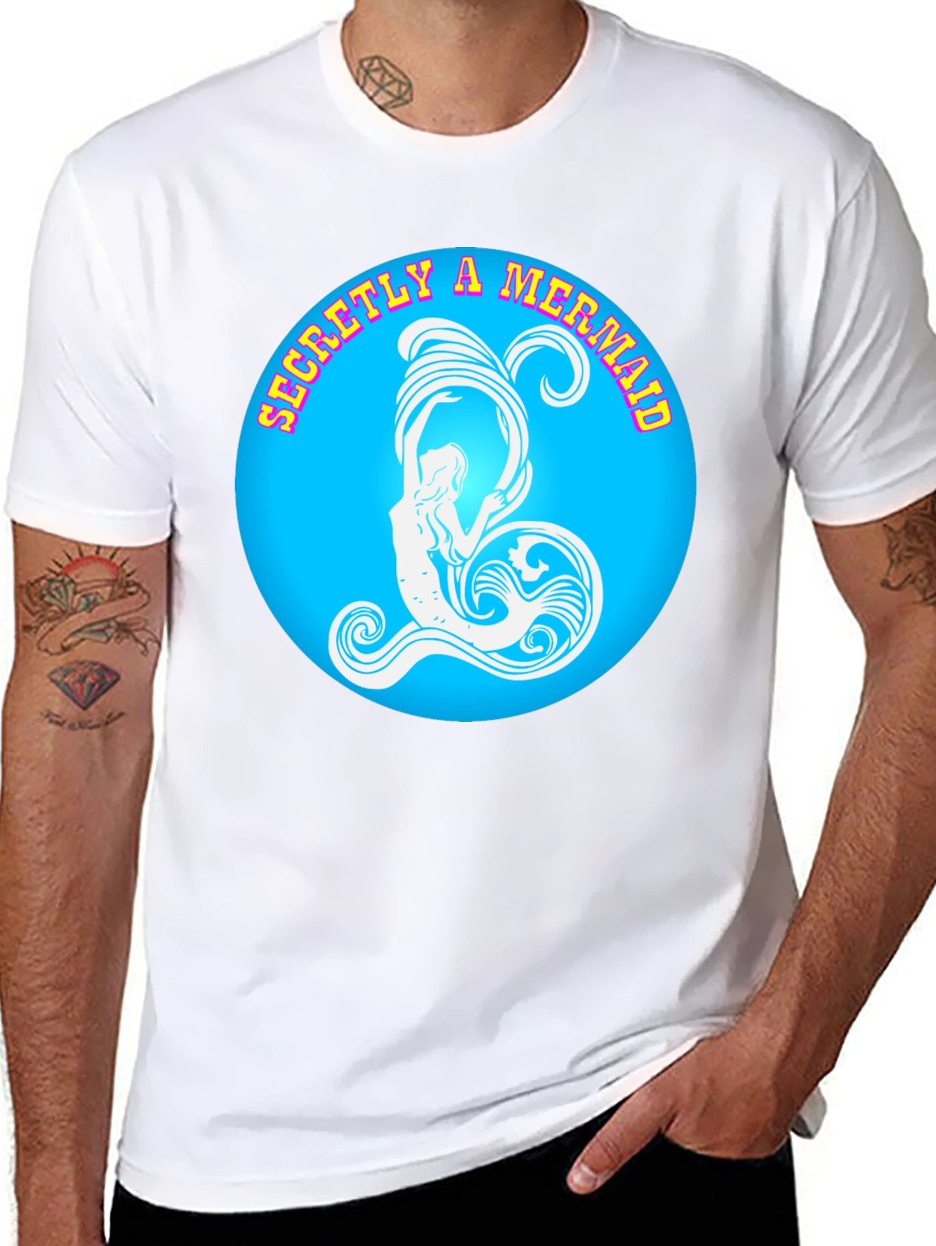Secretly A Mermaid Graphic Tee - Black Cotton T-Shirt