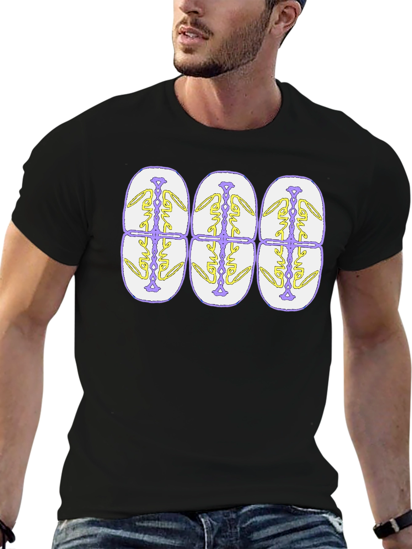 Abstract Pattern Graphic Tee - Black