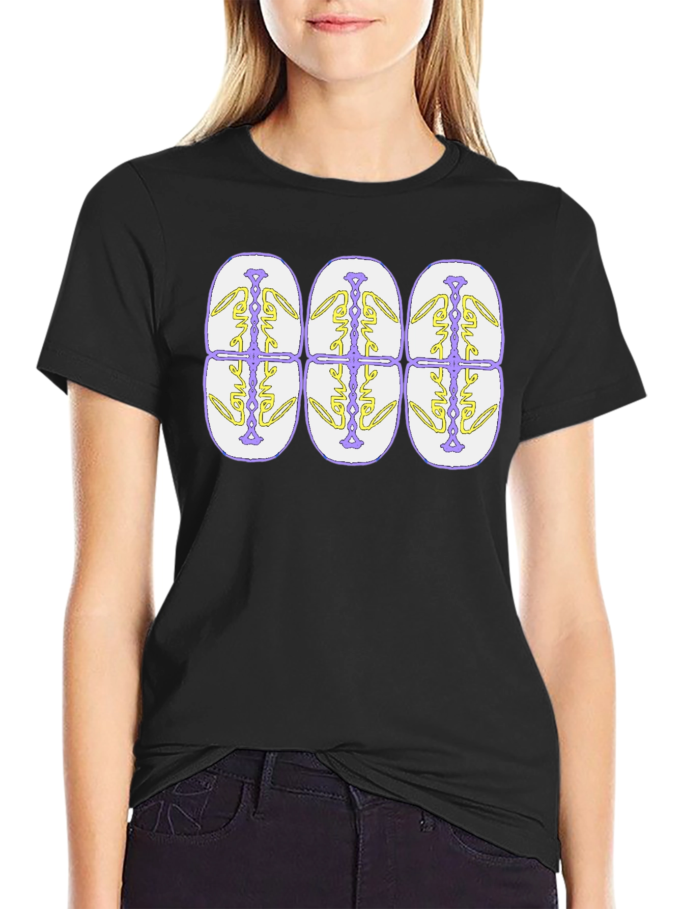 Abstract Pattern Graphic Tee - Black