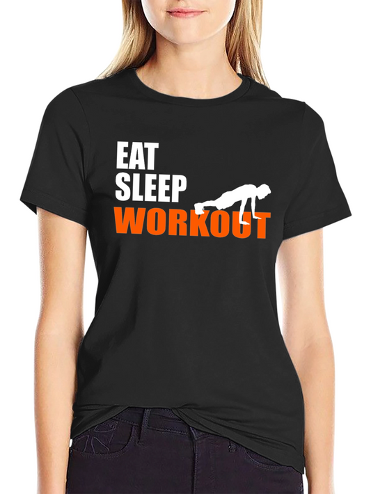 Eat Sleep Workout Black Graphic Tee for Fitness Lovers
