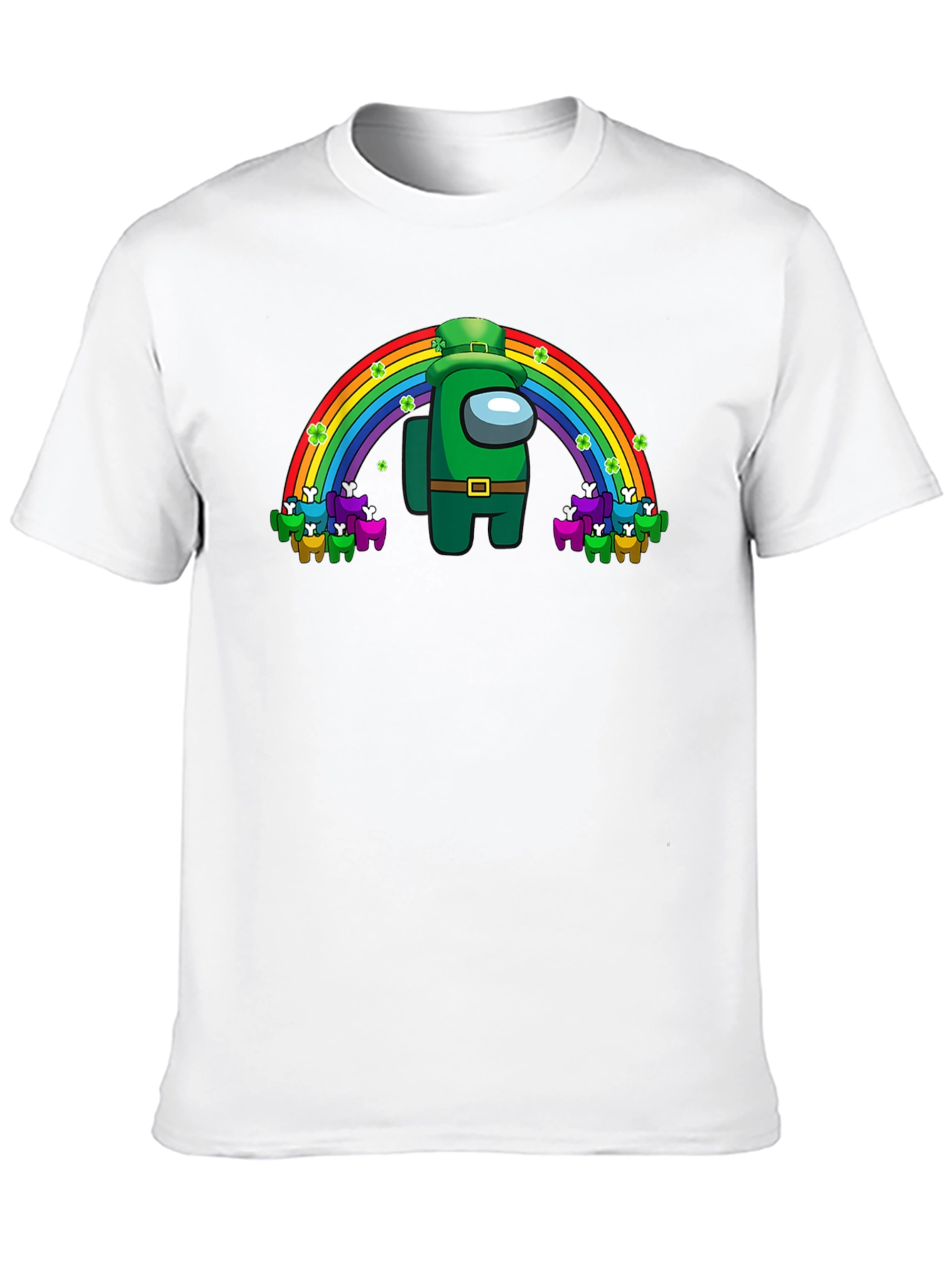 St. Patricks Day Among Us Rainbow Crew Neck T-Shirt