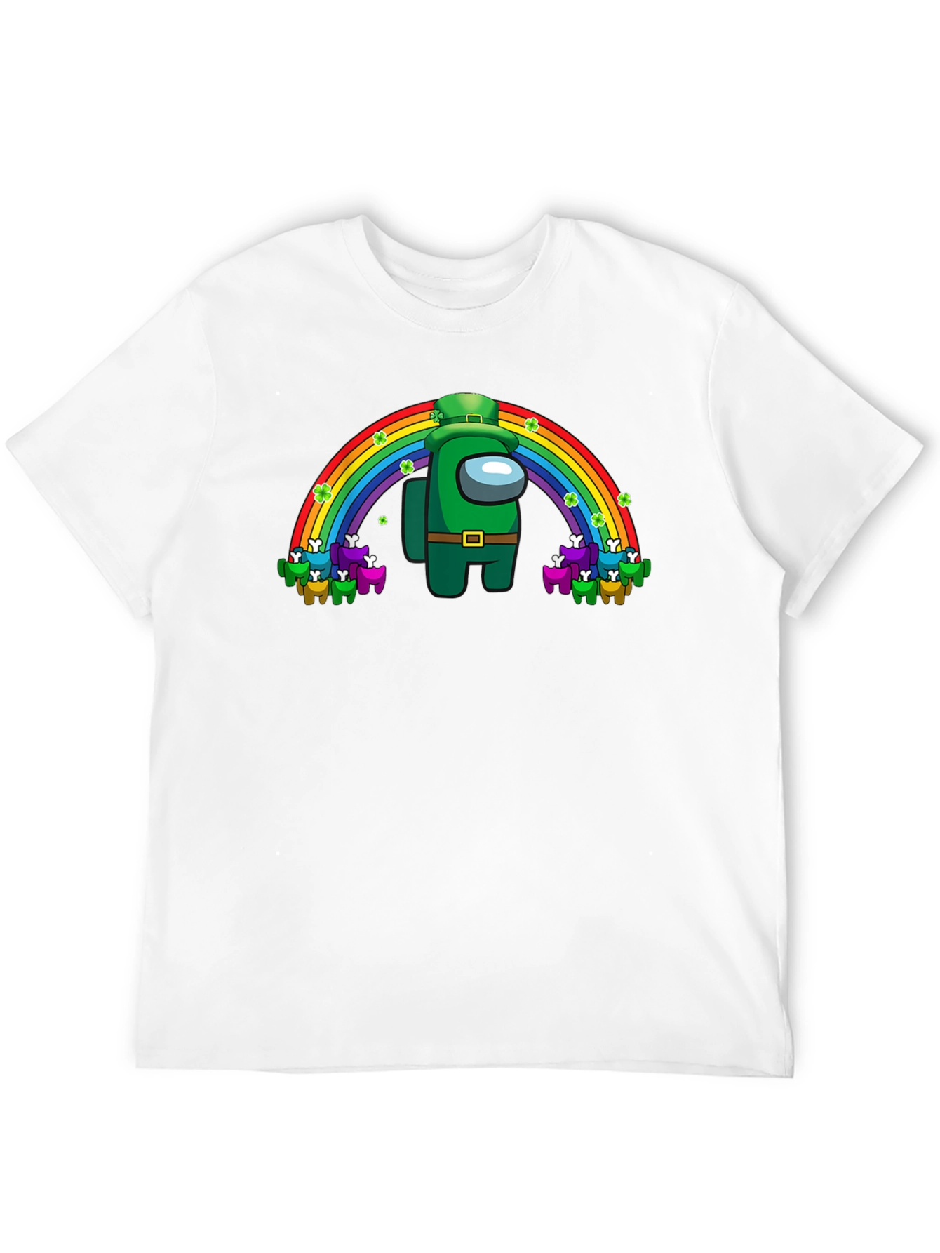 St. Patricks Day Among Us Rainbow Crew Neck T-Shirt