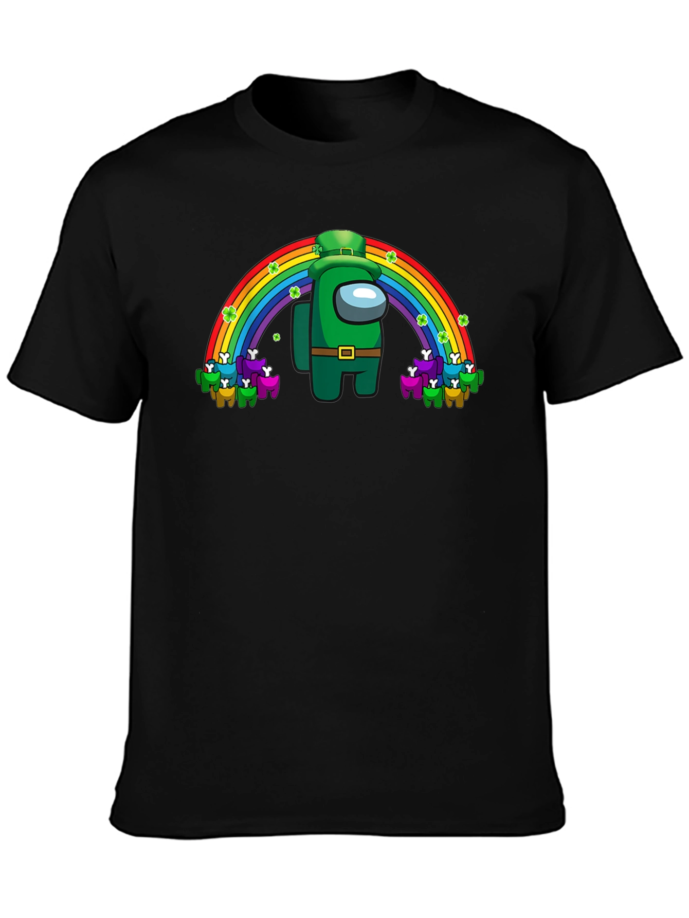 St. Patricks Day Among Us Rainbow Crew Neck T-Shirt