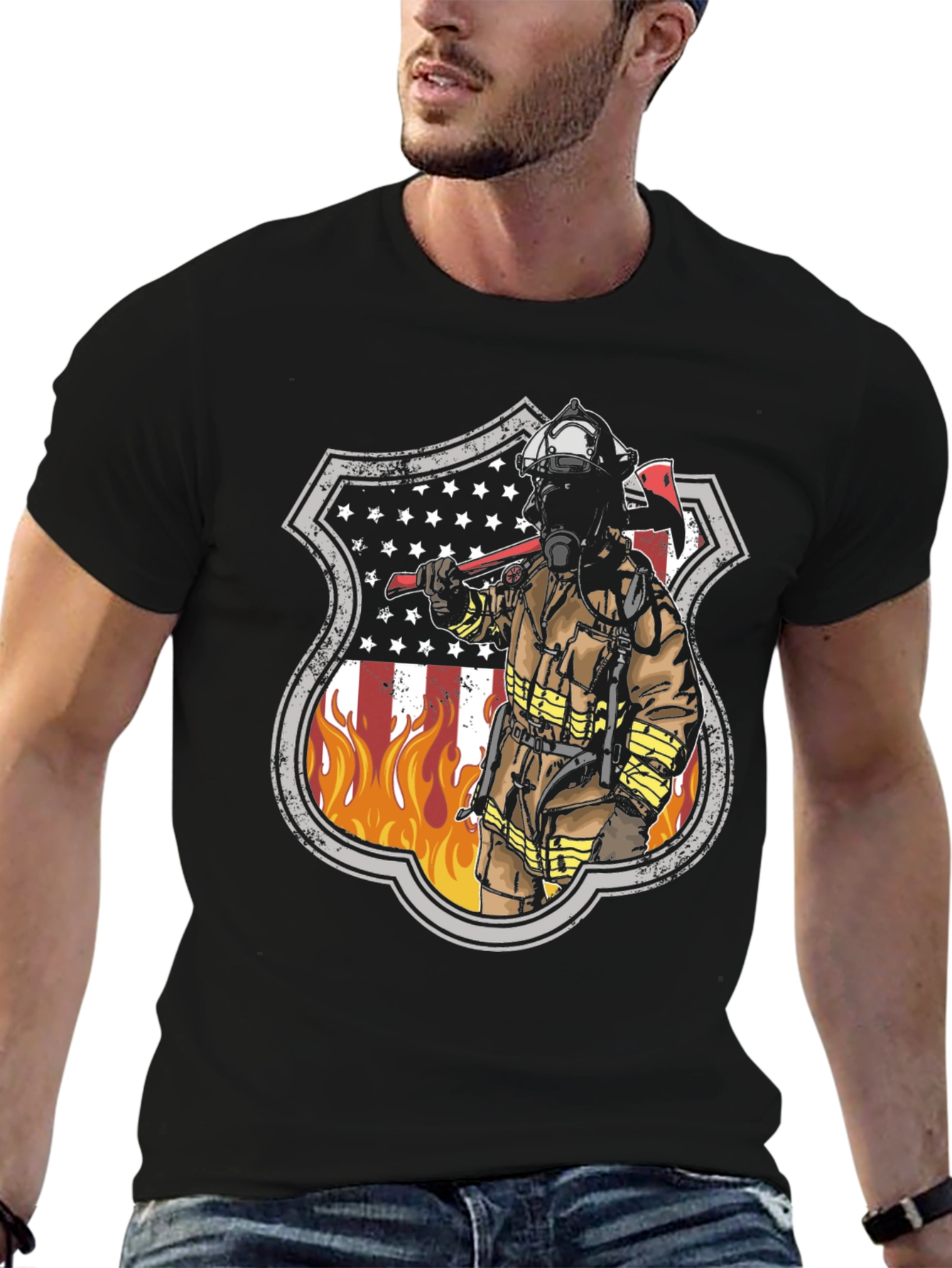 Firefighter Shield Graphic T-Shirt