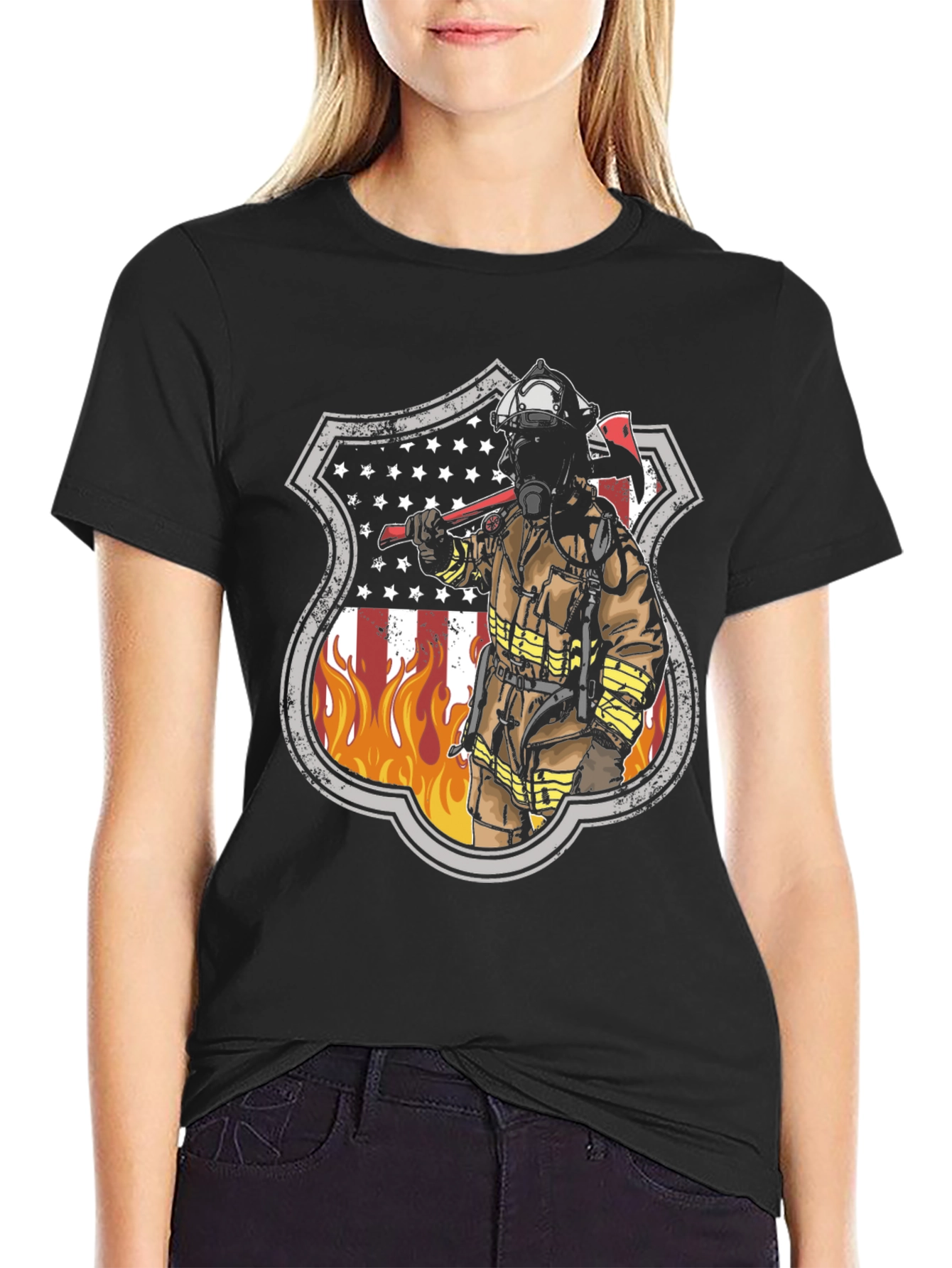 Firefighter Shield Graphic T-Shirt