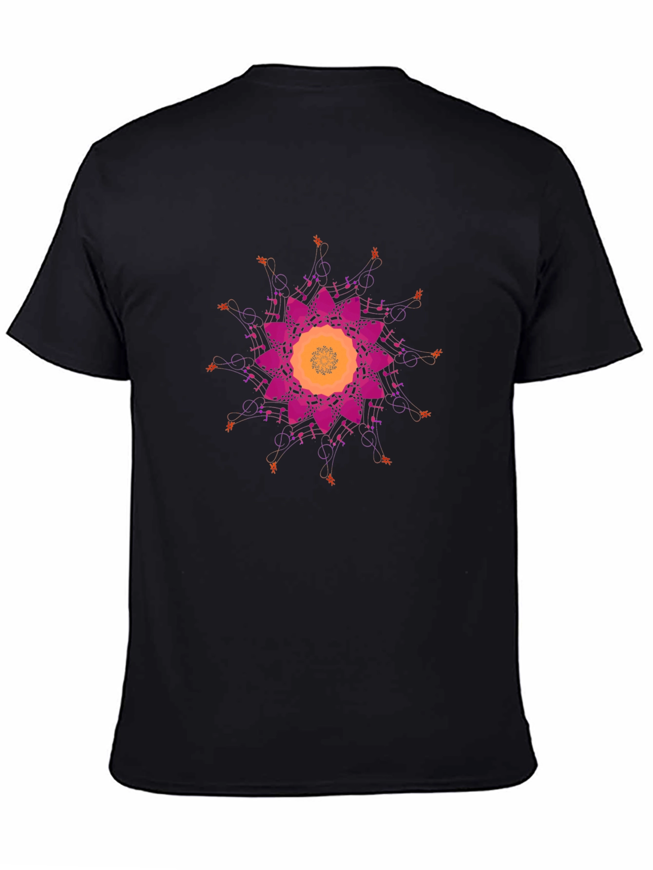 Musical Mandala Graphic Tee - Stylish Black T-Shirt
