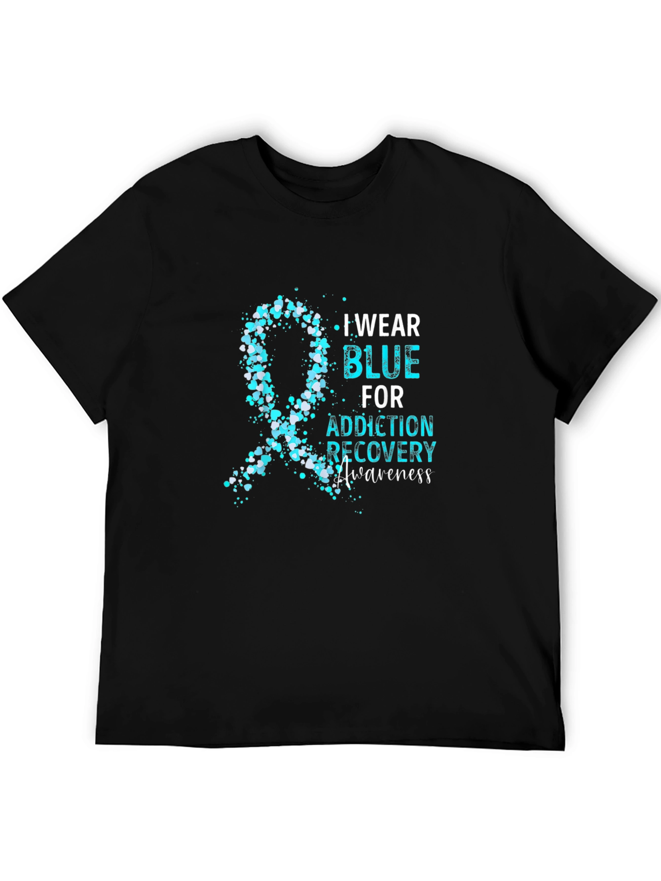 Addiction Recovery Awareness Blue Ribbon T-Shirt