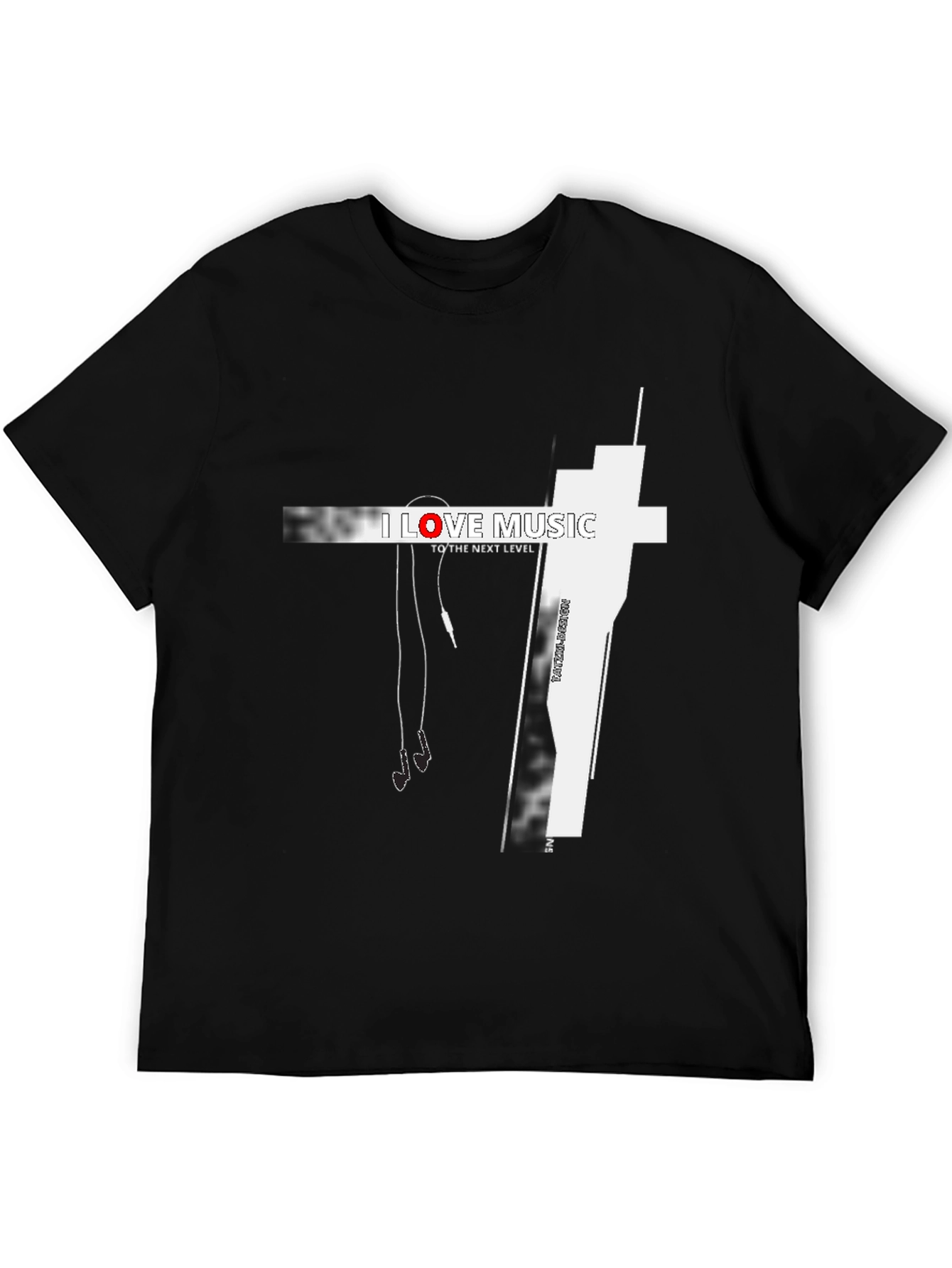 I Love Music Graphic Black T-Shirt