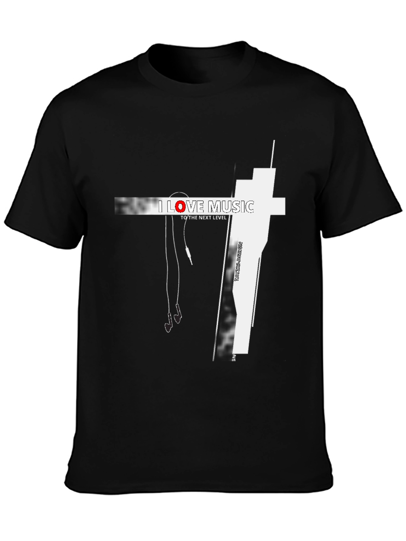 I Love Music Graphic Black T-Shirt
