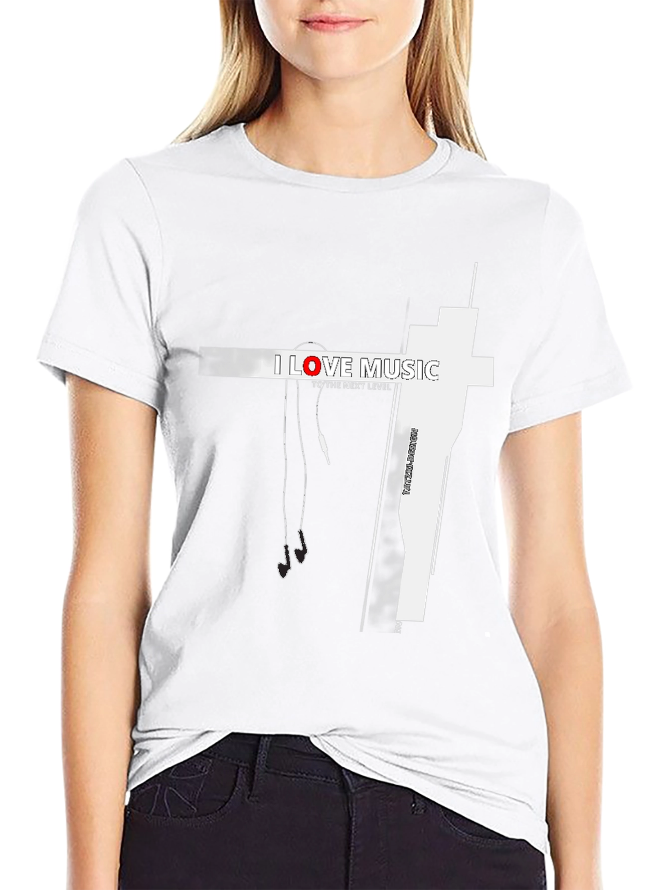 I Love Music Graphic Black T-Shirt