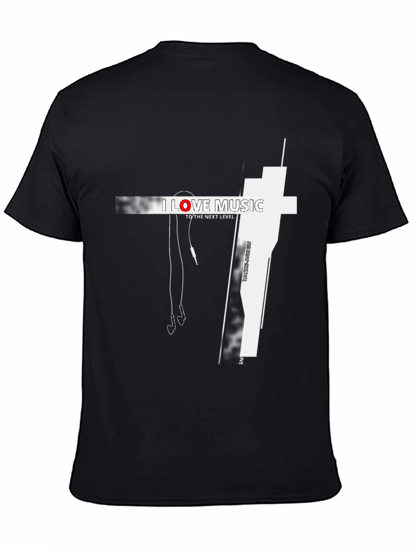 I Love Music Graphic Black T-Shirt